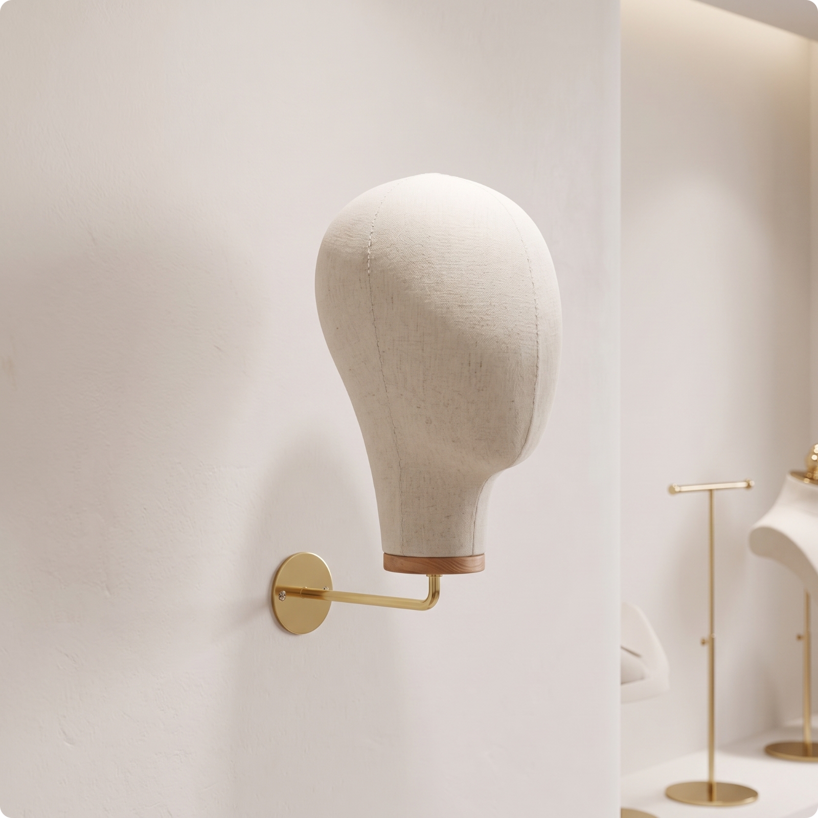 Wall-Mounted Mannequin Head Stand Sturdy Hairpiece Stand Slim-Profile