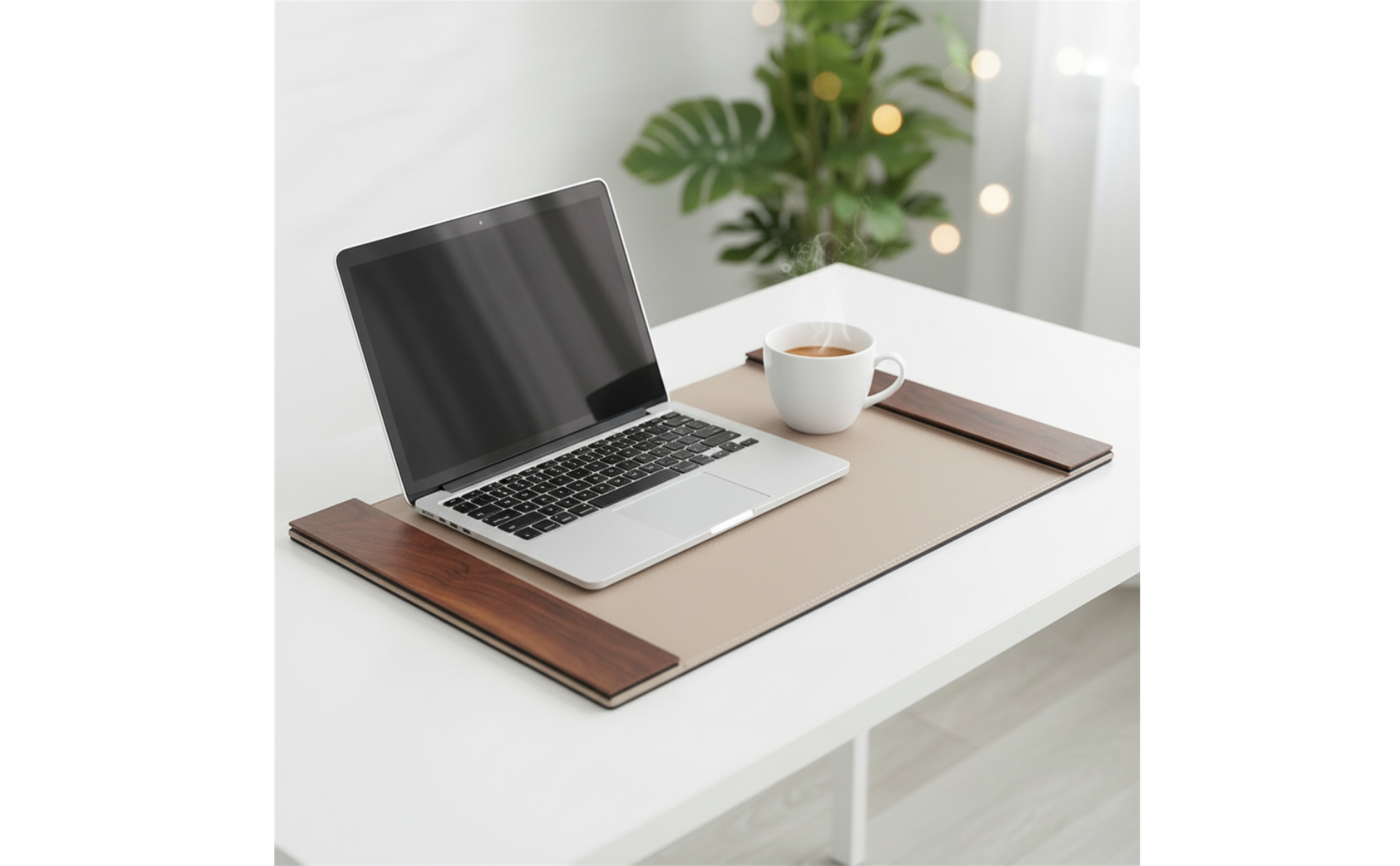 Sous-Main En Cuir Rectangulaire Tapis de Bureau avec Bords Cousus Fin
