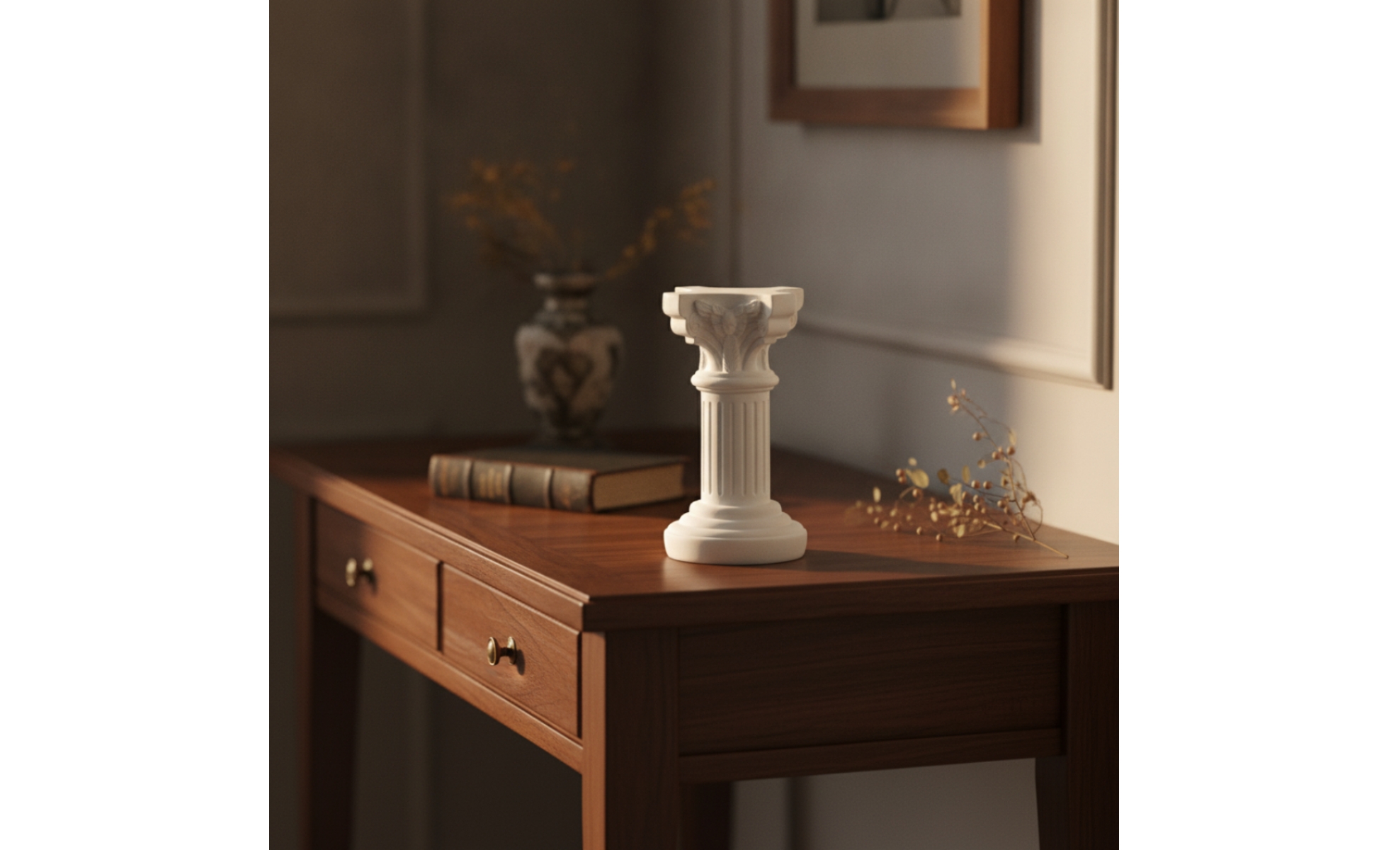 Roman Column Pedestal Classical Decorative Pedestal with Cherub Ornate