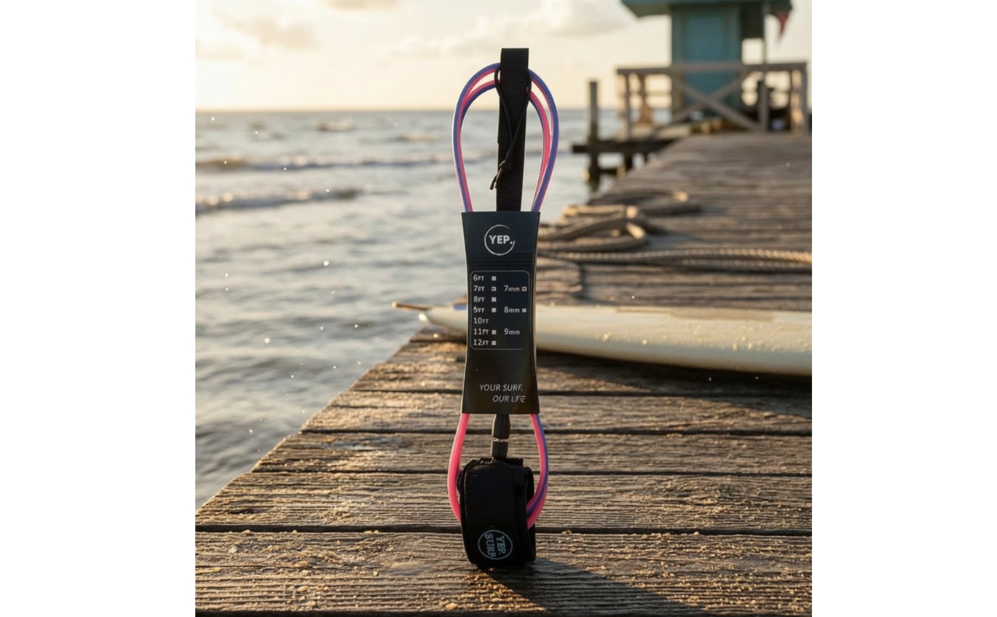 Surfboard Leash with Coiled Cord Cushioned Coiled Leash with Ankle Cuff