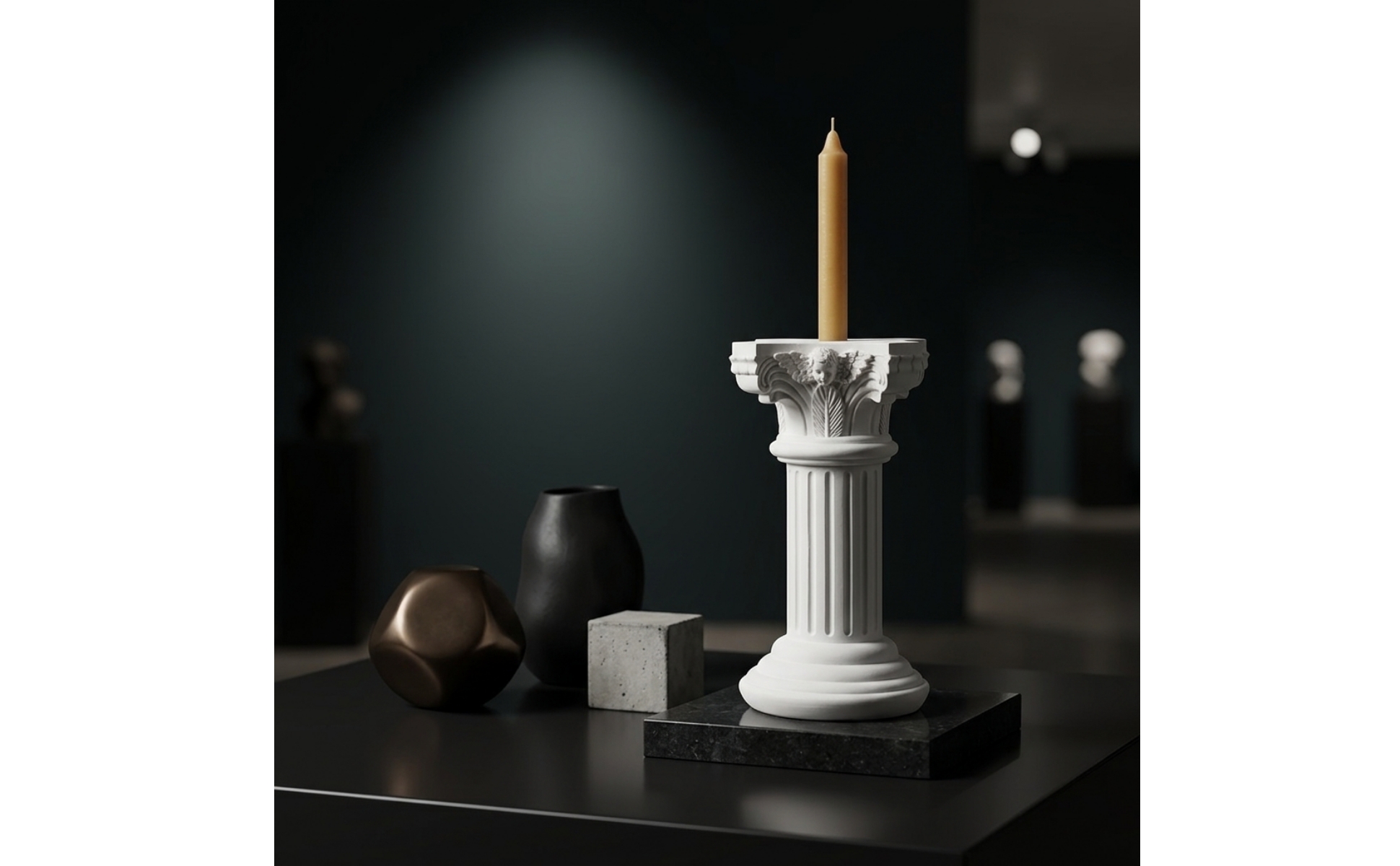 Roman Column Pedestal Classical Decorative Pedestal with Cherub Ornate
