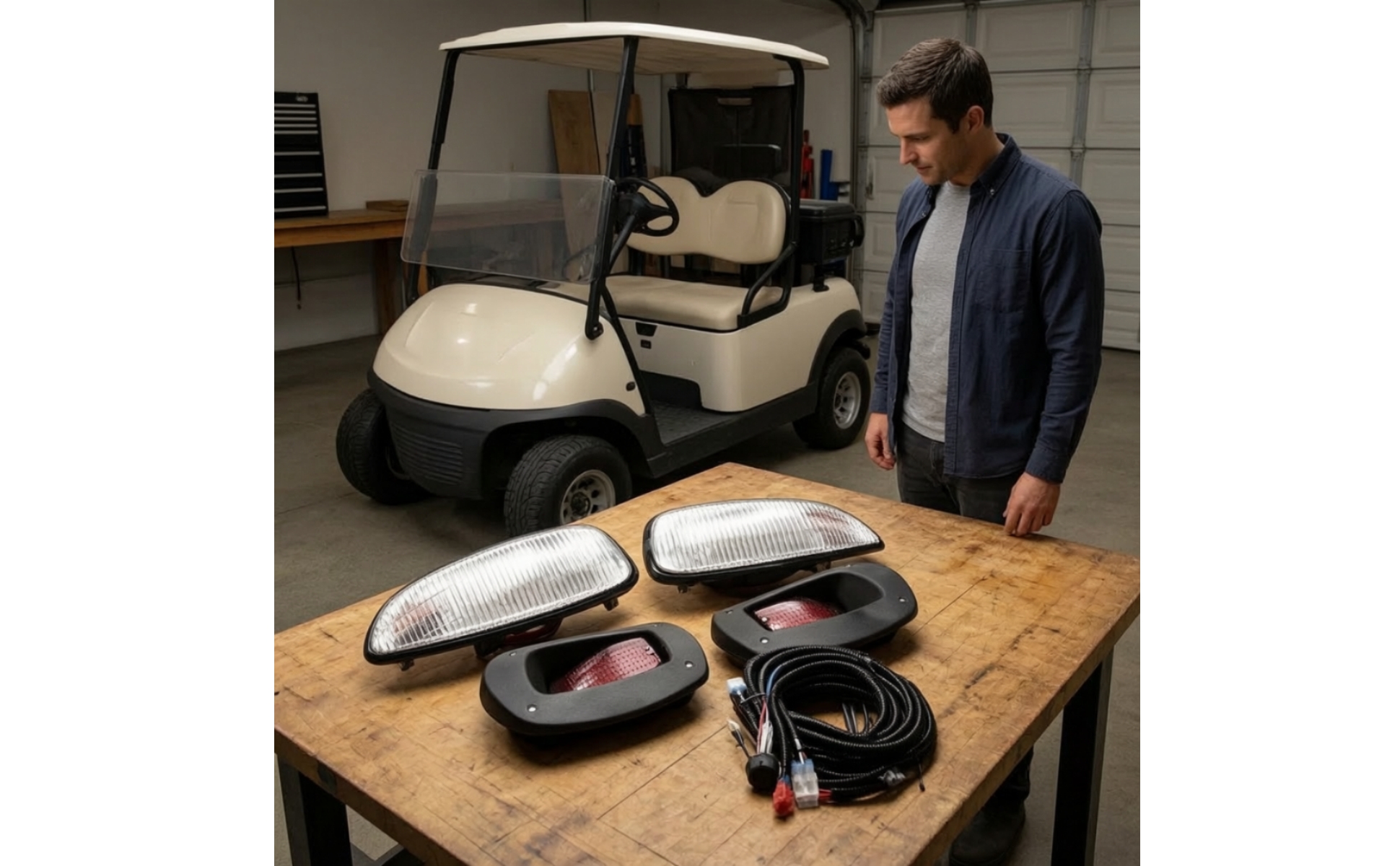 Golf Cart Headlight and Taillight Kit LED Golf Cart Light Kit Complete