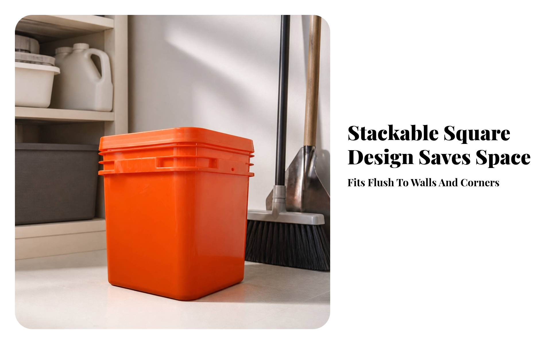 Square Bucket with Lid Wide Rim Rectangular Pail for Workshop Storage