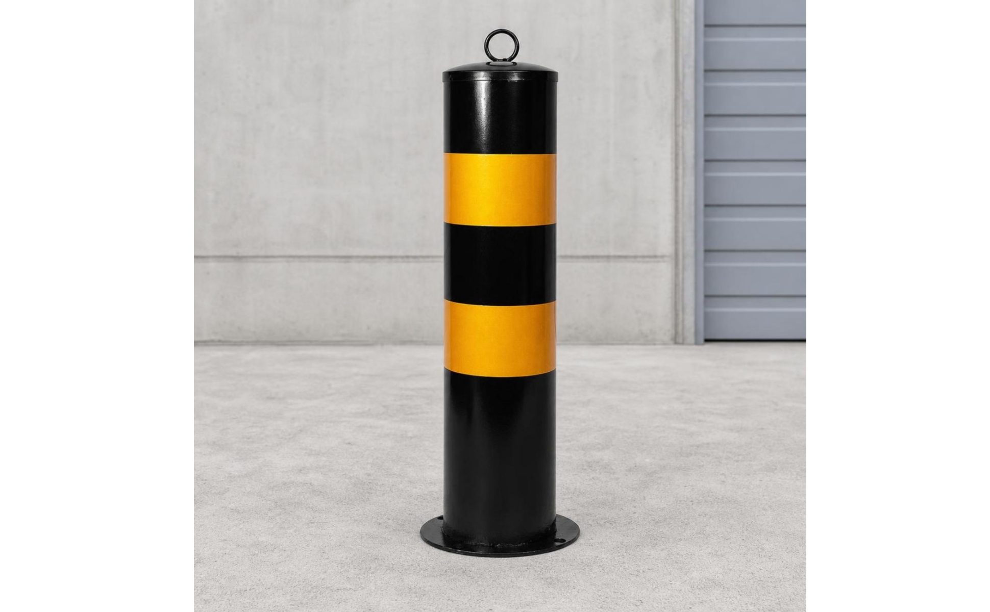 Steel Bollard with Base Plate Permanent Safety Post with Loop Handle Fixed