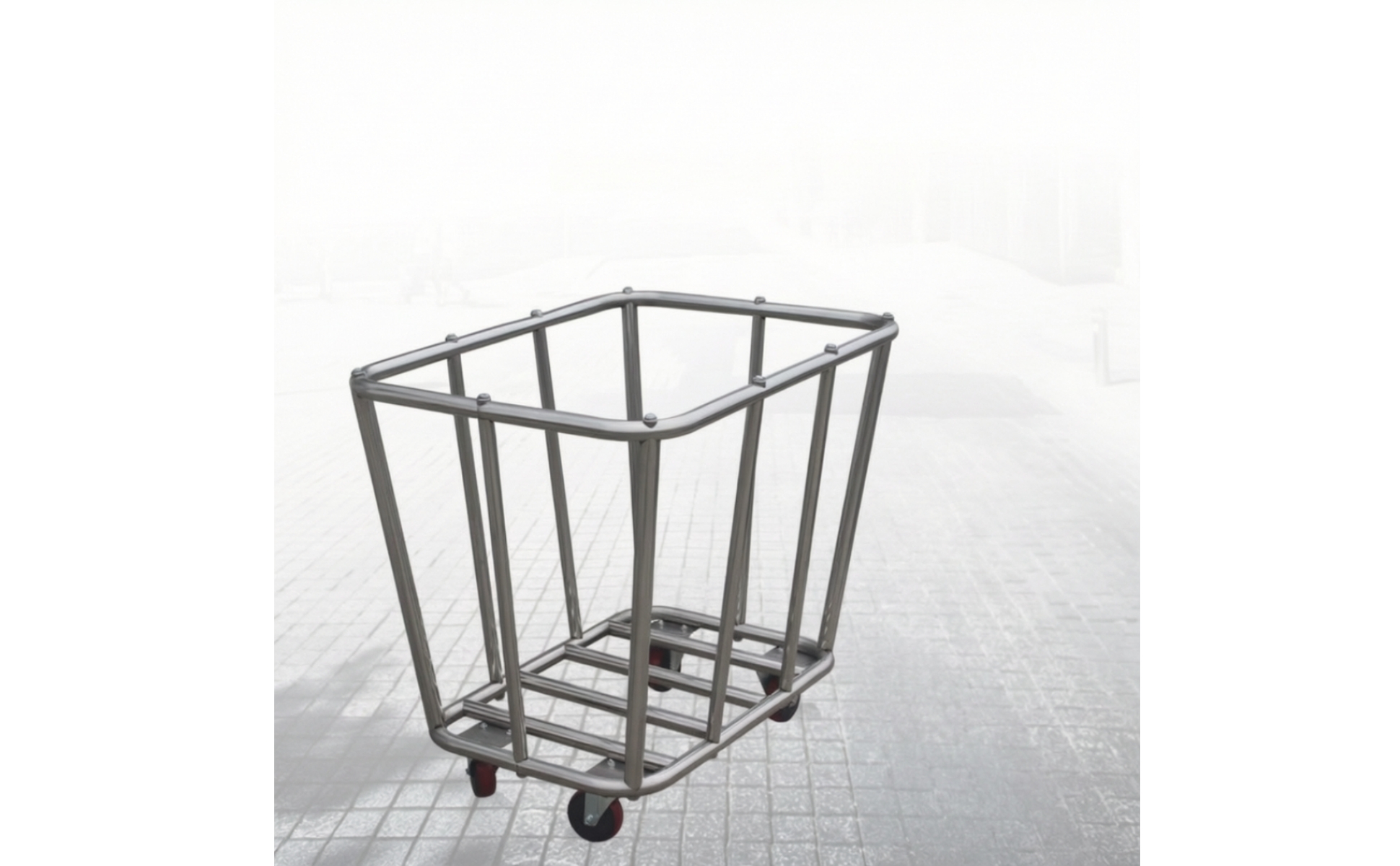 Hotel Laundry Cart Stainless Steel Laundry Cart with Wheels 2-Compartment