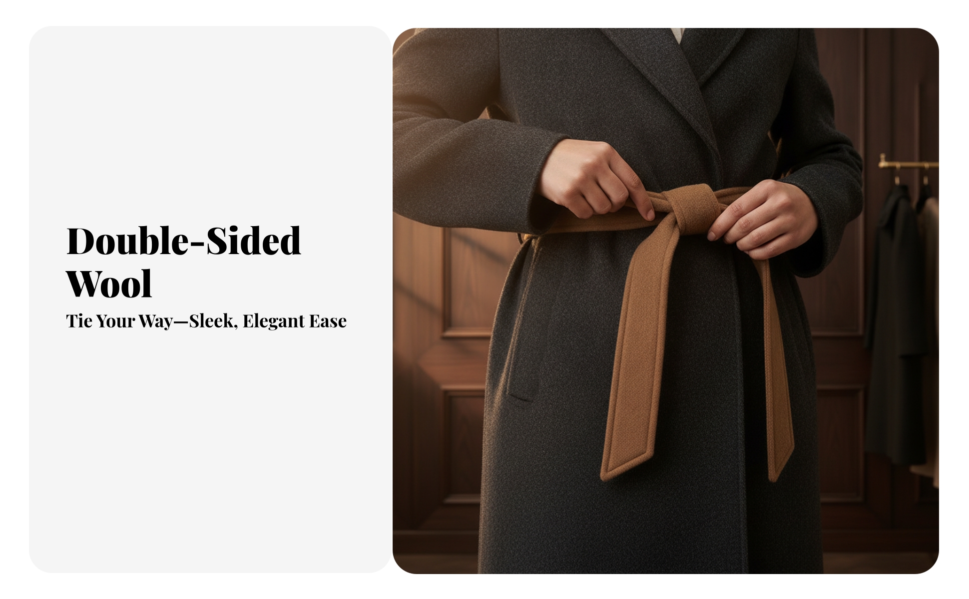 Overcoat Belt Cinched Tie Belt Wrap-Style for Coats, Overcoats