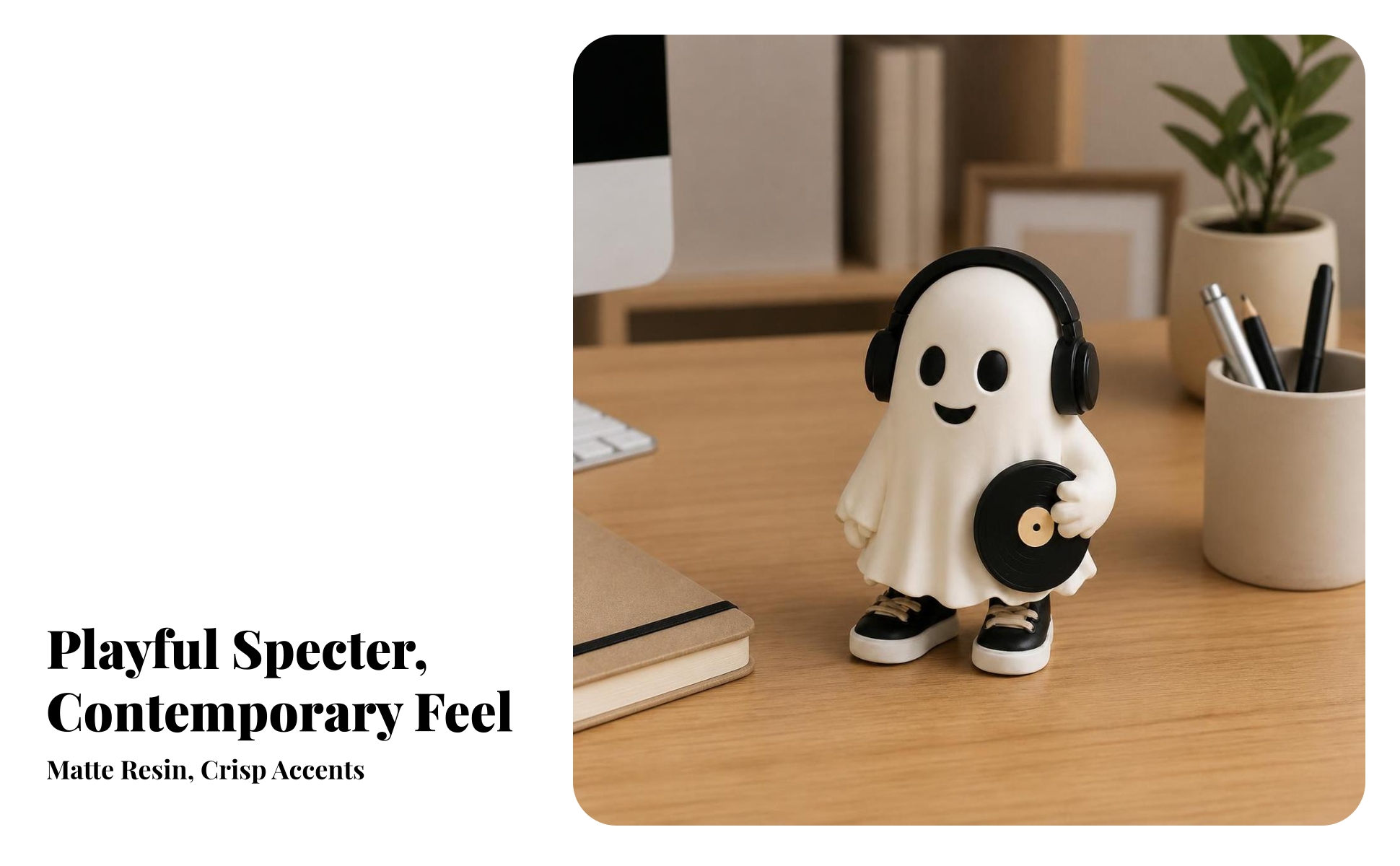 Resin Ghost Figurine Cute Tabletop Ghost Ornament Artisanal for Halloween
