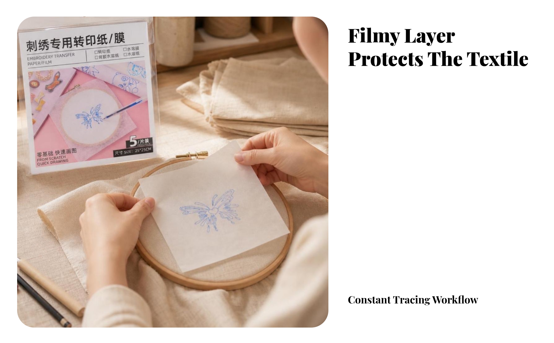 5 Pieces Embroidery Transfer Paper Translucent Embroidery Transfer Film