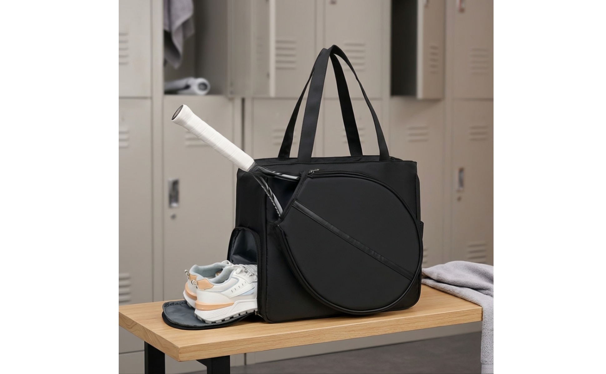 Badminton Bag Structured Racket Bag with Shoe Compartment Zippered for Match Day