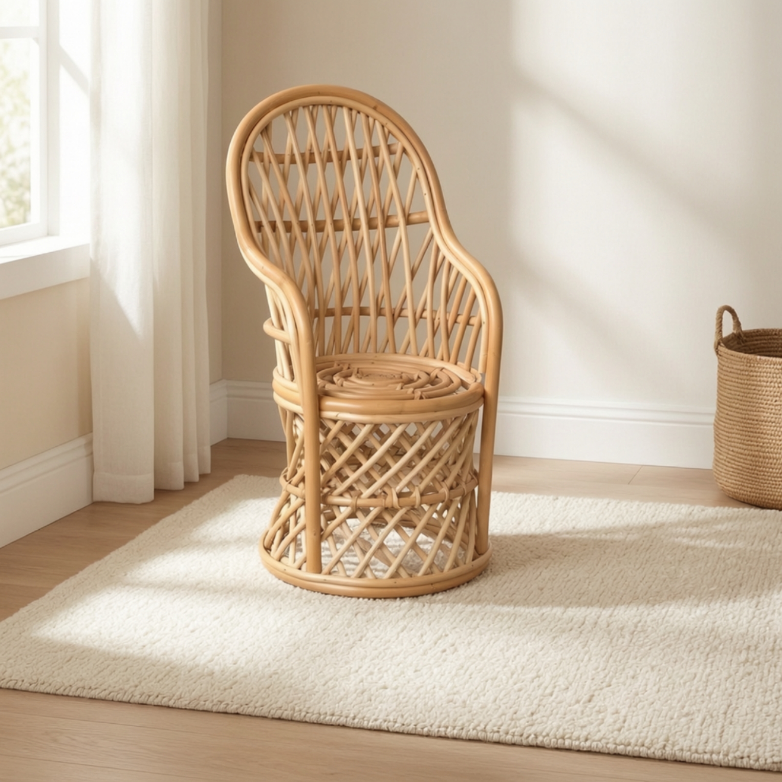 Rattansessel Vintage Korbsessel Rustikal Für Kinderzimmer, Babys - Produktbild 6