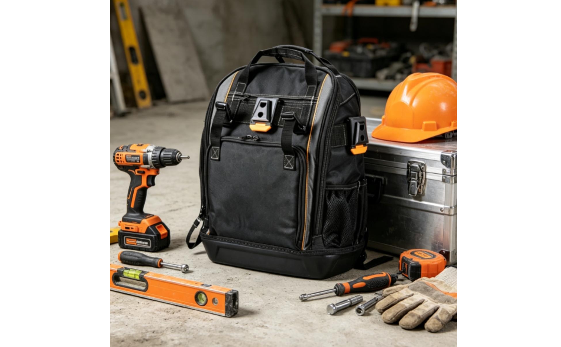 Tool Backpack with Molded Base Multi-Pocket Tool Backpack Heavy-Duty
