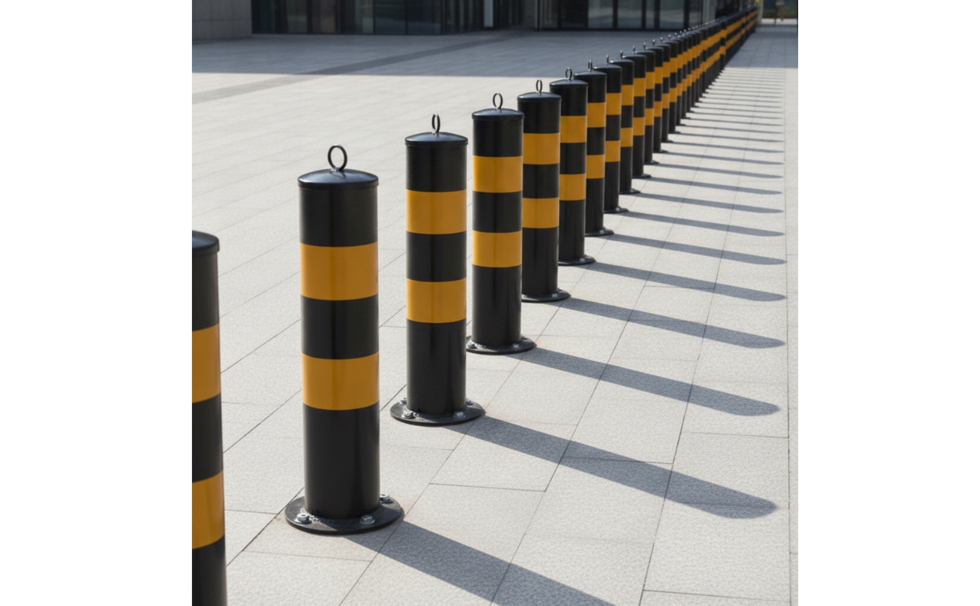Steel Bollard with Base Plate Permanent Safety Post with Loop Handle Fixed