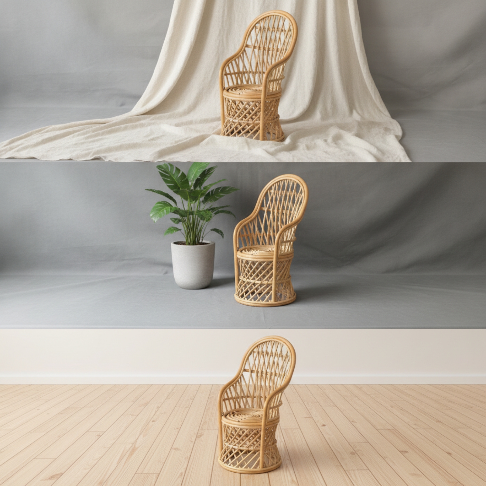 Rattansessel Vintage Korbsessel Rustikal Für Kinderzimmer, Babys - Produktbild 4