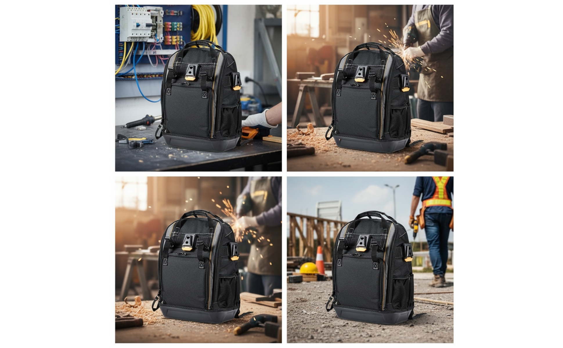 Tool Backpack with Molded Base Multi-Pocket Tool Backpack Heavy-Duty