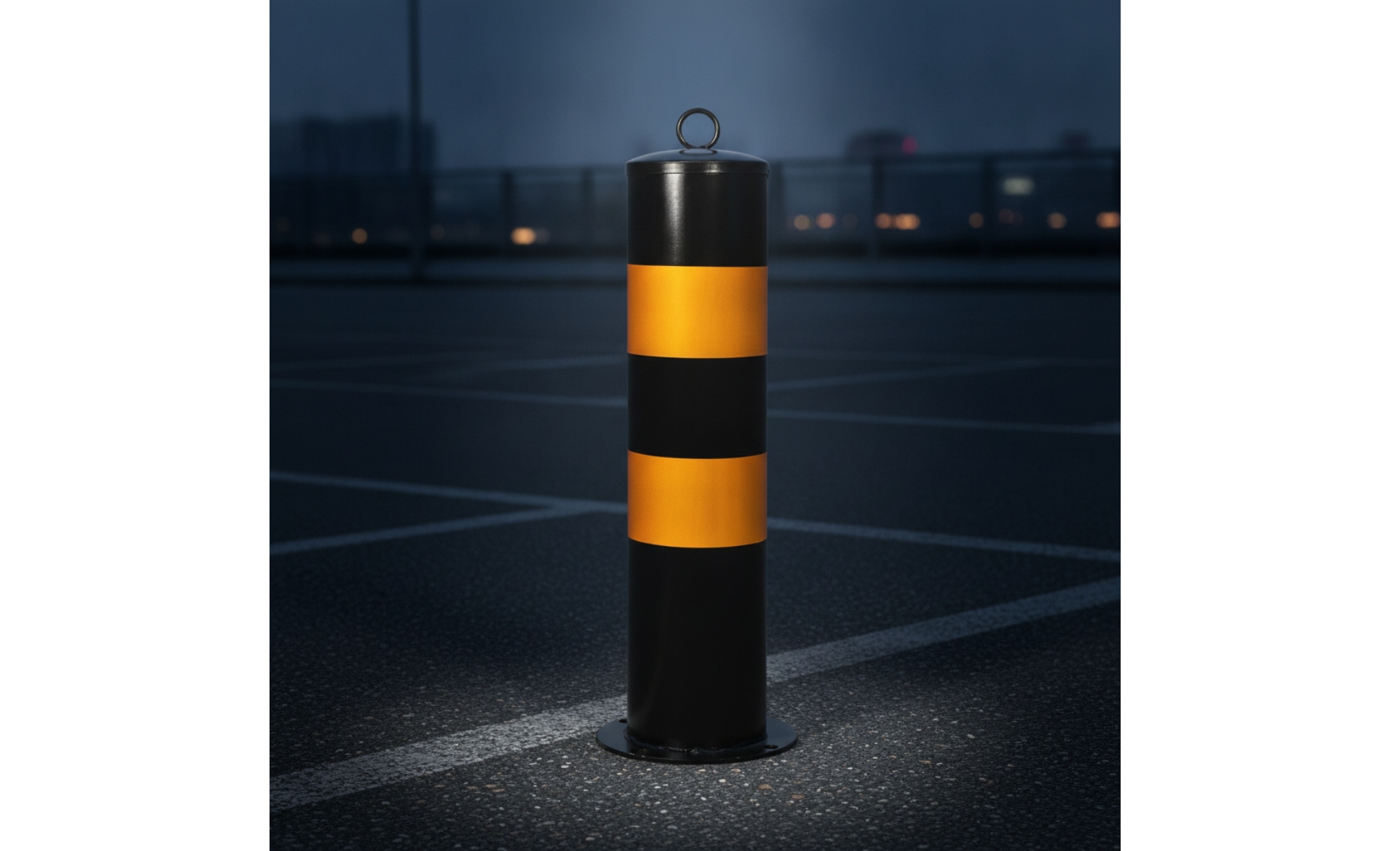 Steel Bollard with Base Plate Permanent Safety Post with Loop Handle Fixed