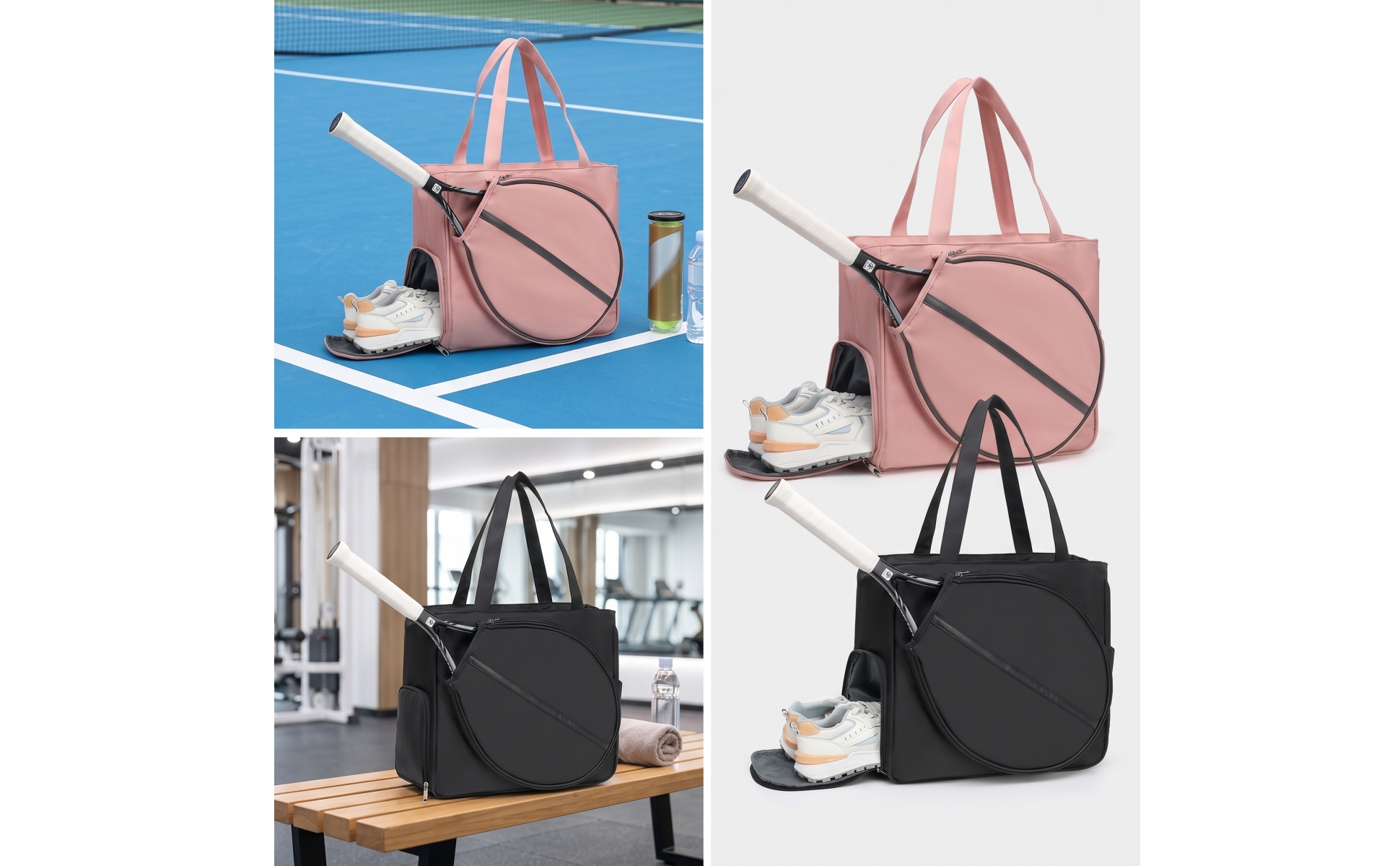 Badminton Bag Structured Racket Bag with Shoe Compartment Zippered for Match Day