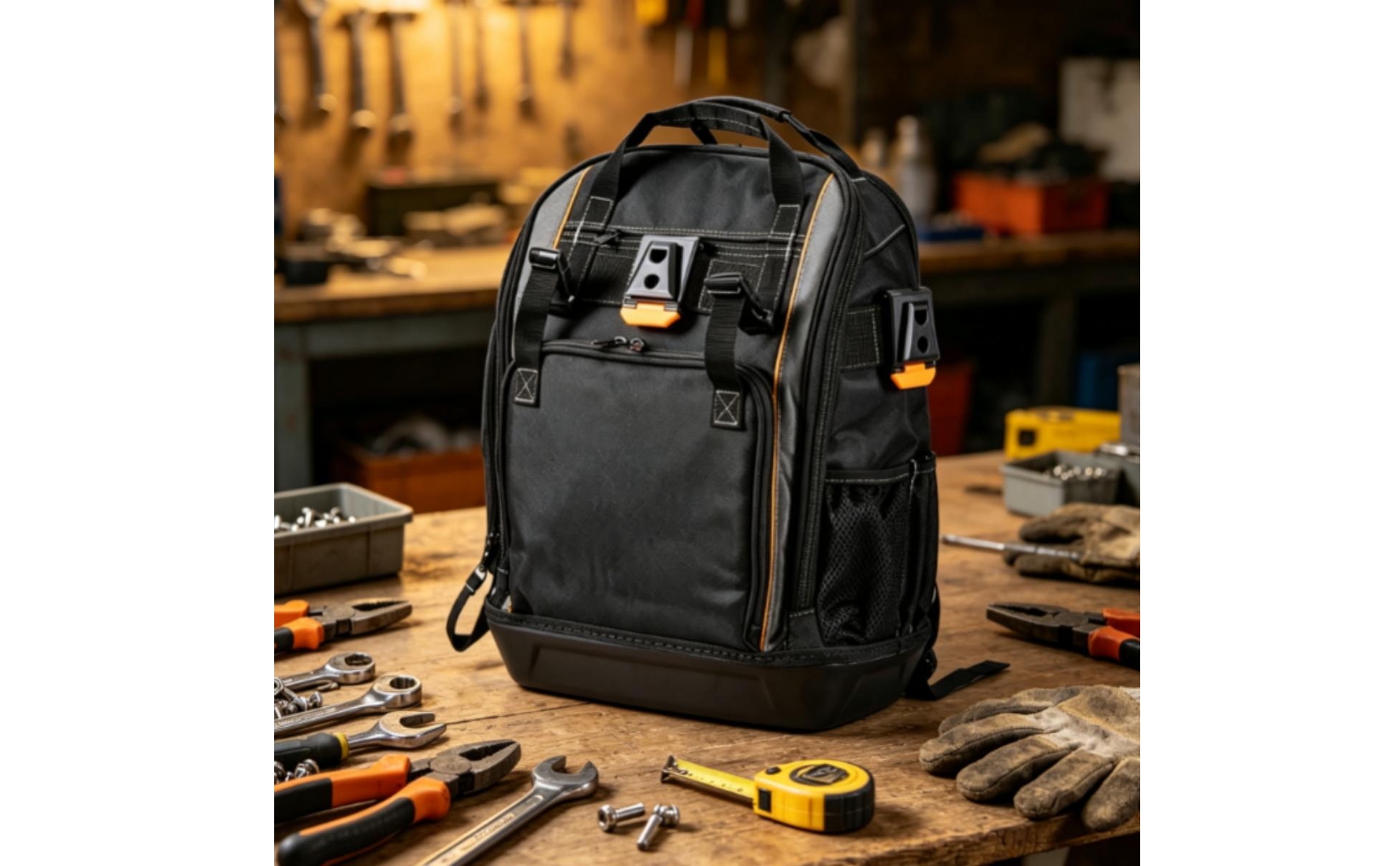 Tool Backpack with Molded Base Multi-Pocket Tool Backpack Heavy-Duty
