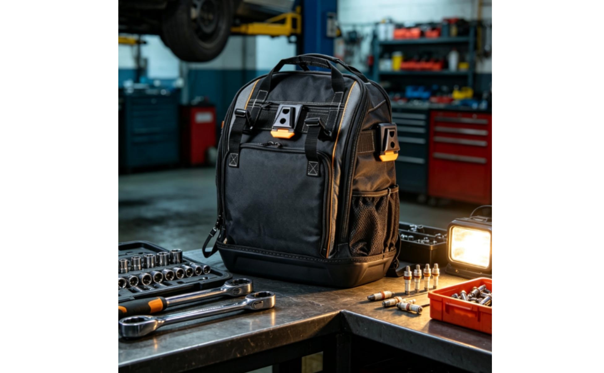 Tool Backpack with Molded Base Multi-Pocket Tool Backpack Heavy-Duty