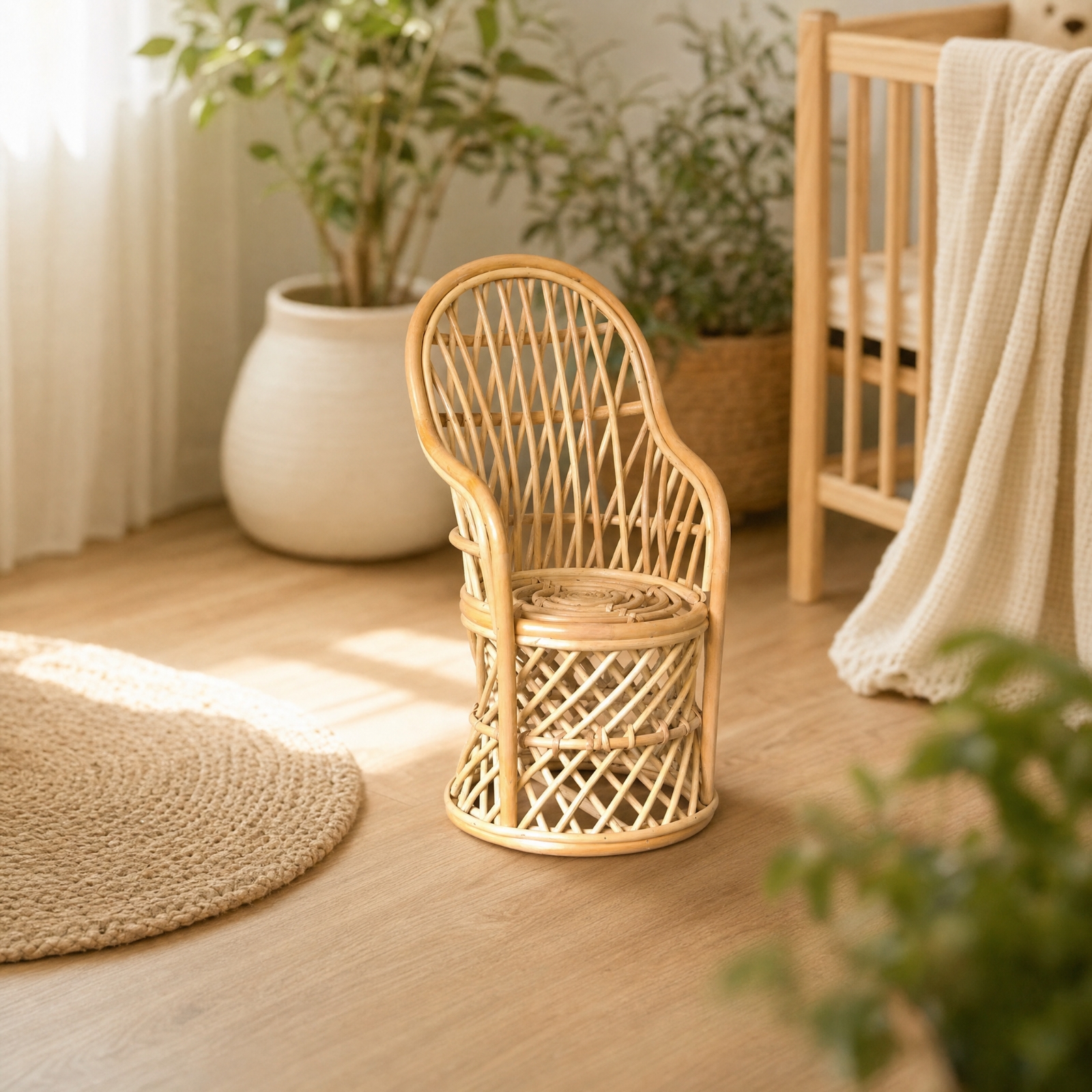 Rattansessel Vintage Korbsessel Rustikal Für Kinderzimmer, Babys - Produktbild 3