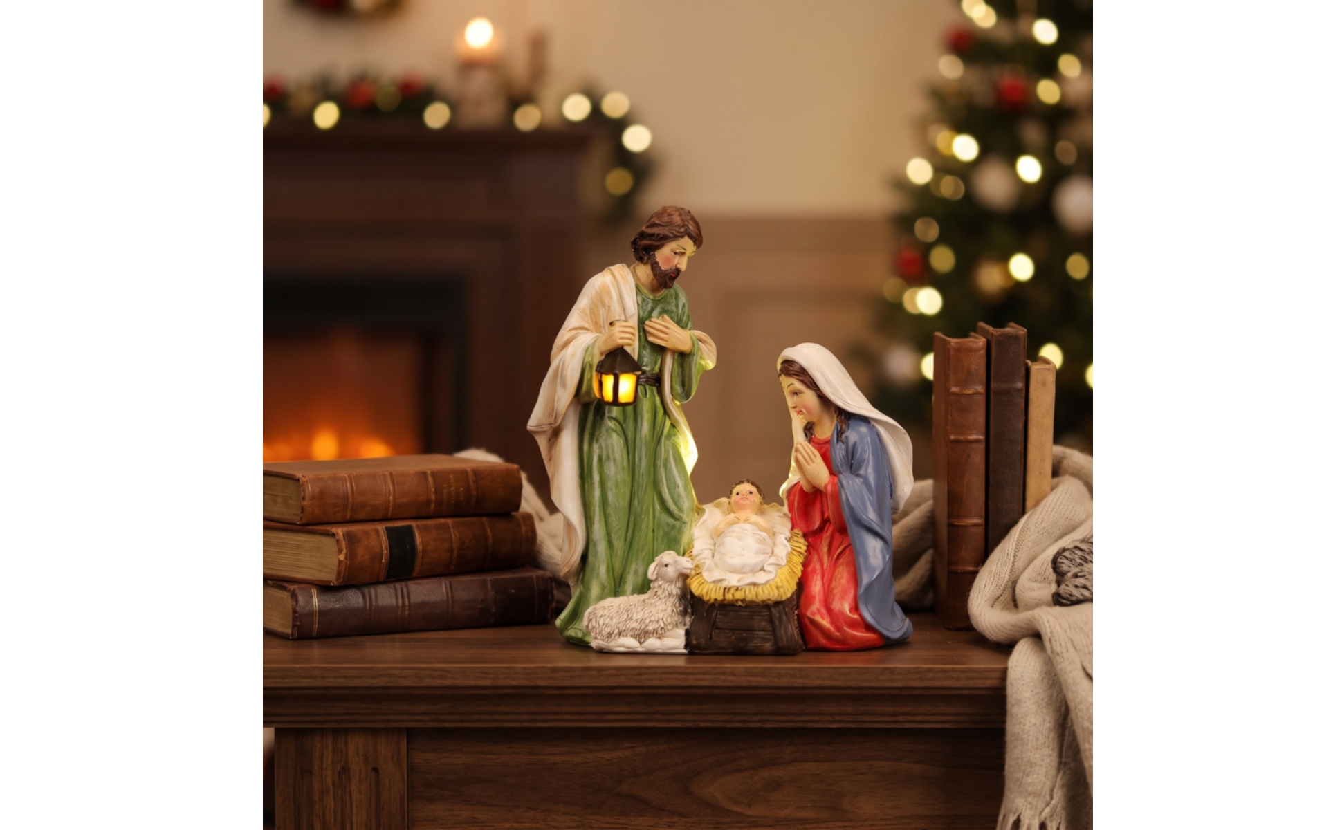 Nativity Scene Light-up Nativity Figurine Illuminated for Living Room, Believers