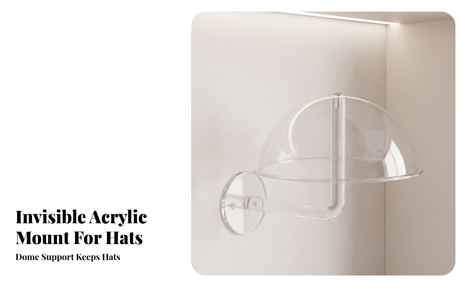 Wall Display Transparent-wallMounted Cap Holder for Entryway, Bedroom
