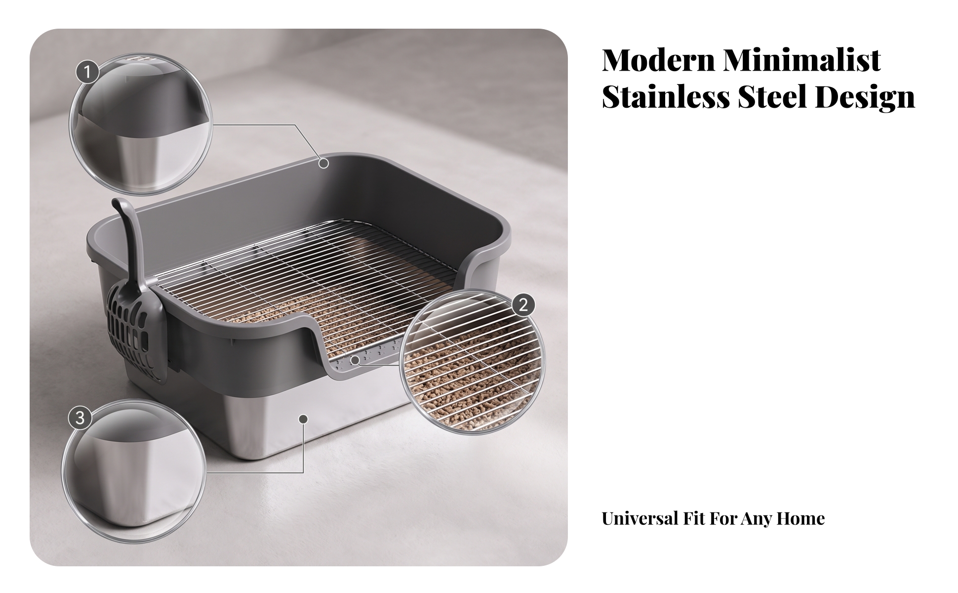 Rabbit Litter Box with Stainless Steel Tray Anti-Splash for Playpens, Rabbits