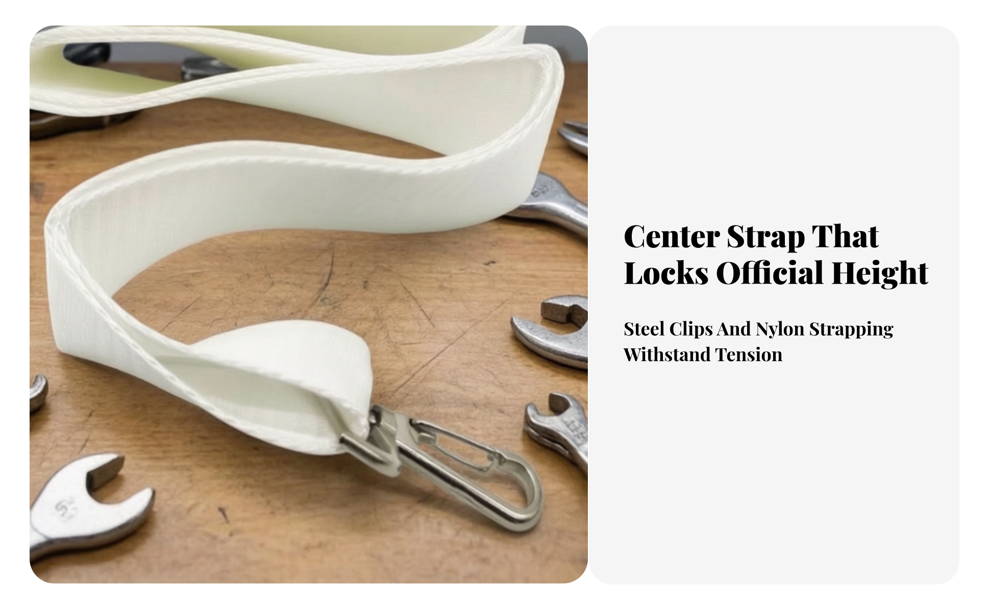 Tennis Net Center Strap Nylon Tennis Net Strap with Metal Snap Hooks