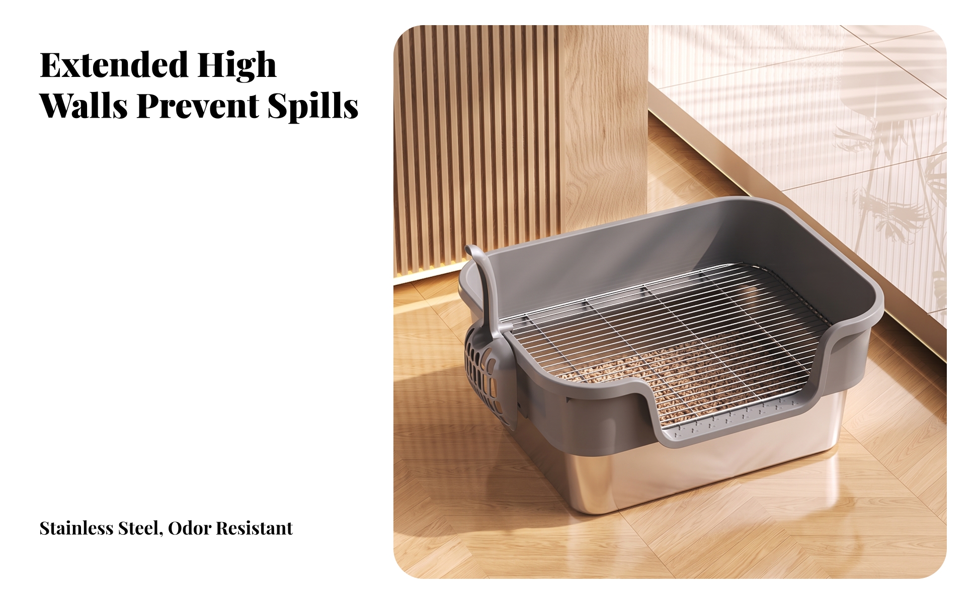 Rabbit Litter Box with Stainless Steel Tray Anti-Splash for Playpens, Rabbits