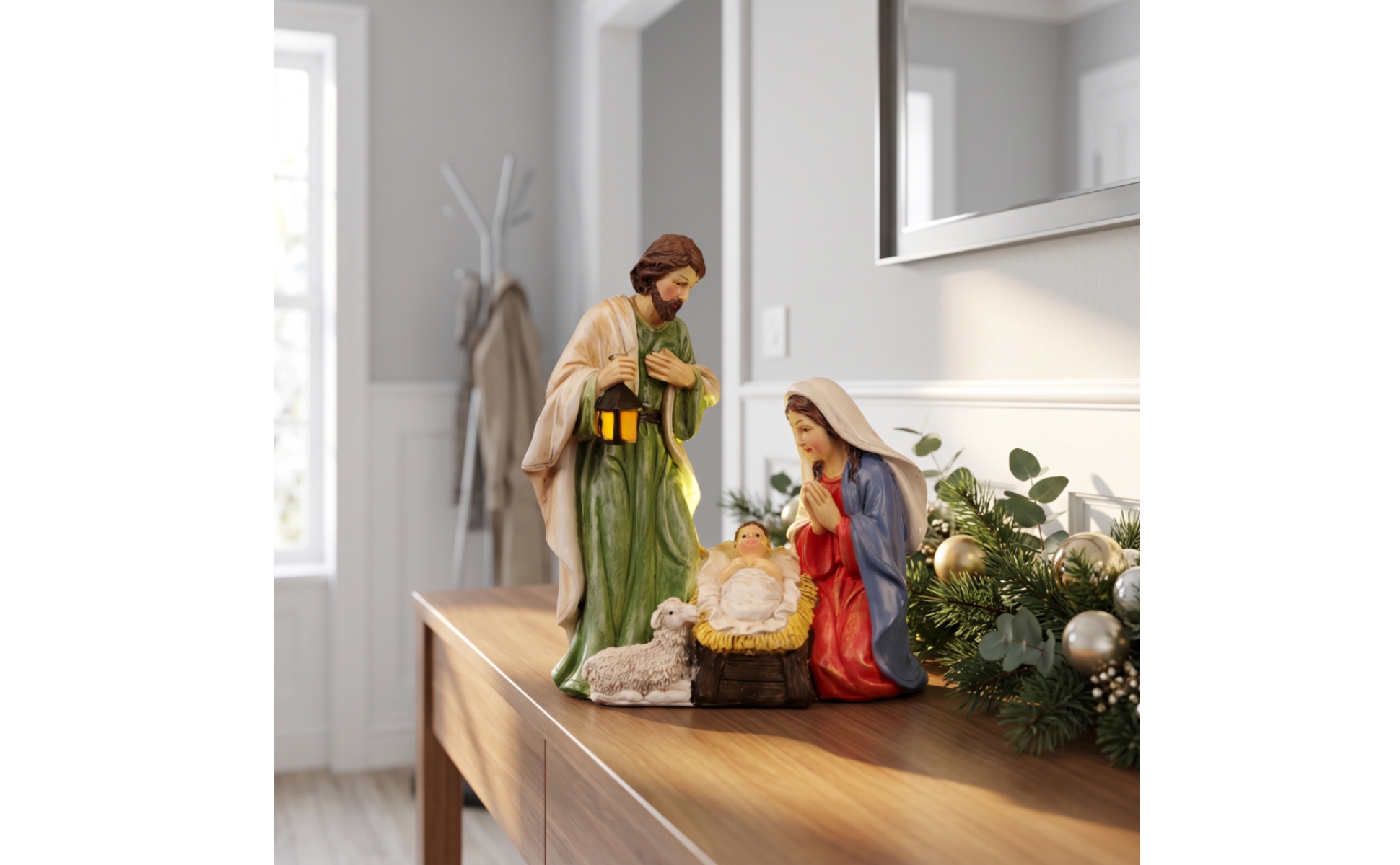 Nativity Scene Light-up Nativity Figurine Illuminated for Living Room, Believers
