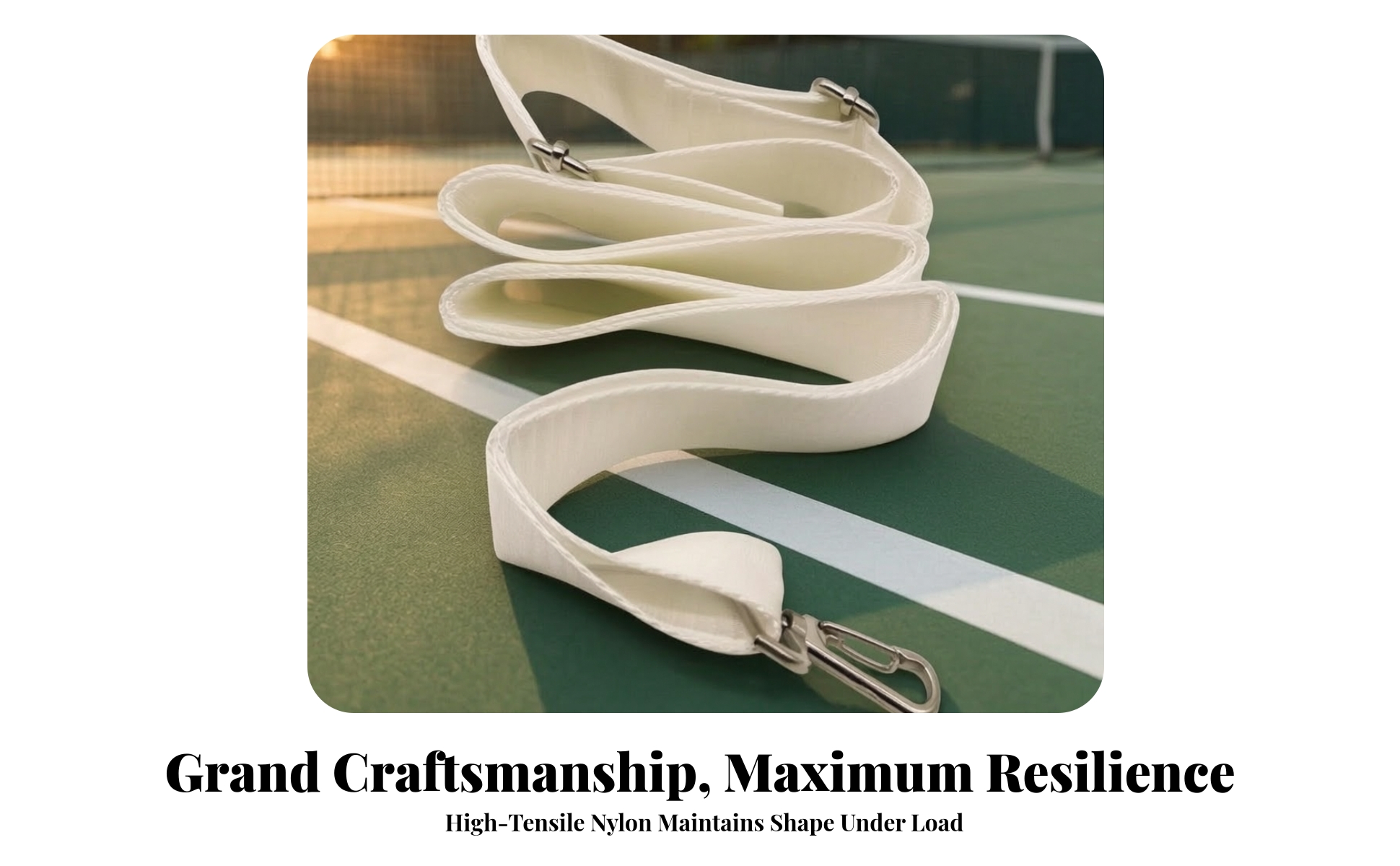 Tennis Net Center Strap Nylon Tennis Net Strap with Metal Snap Hooks
