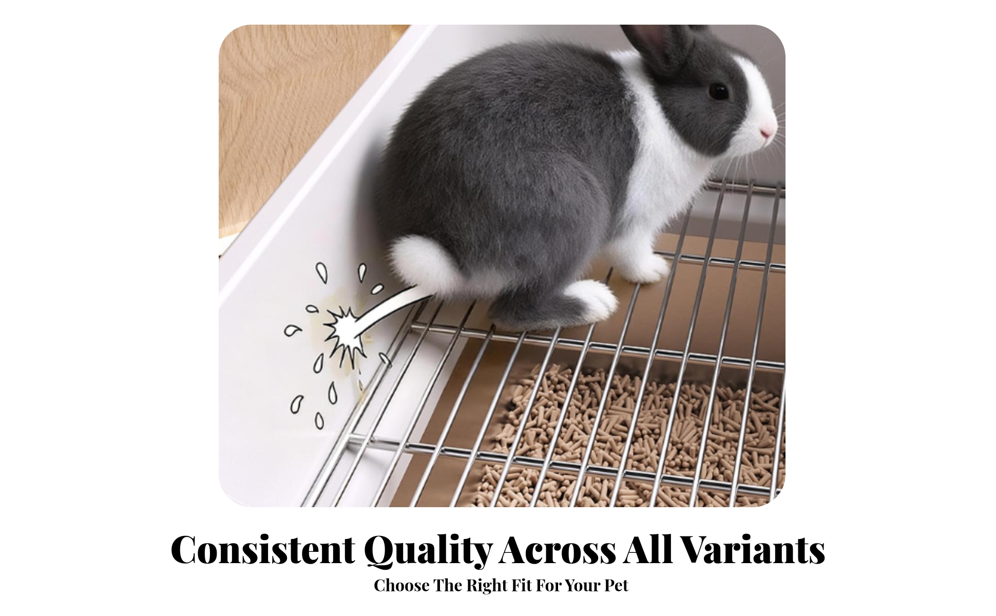 Rabbit Litter Box with Stainless Steel Tray Anti-Splash for Playpens, Rabbits
