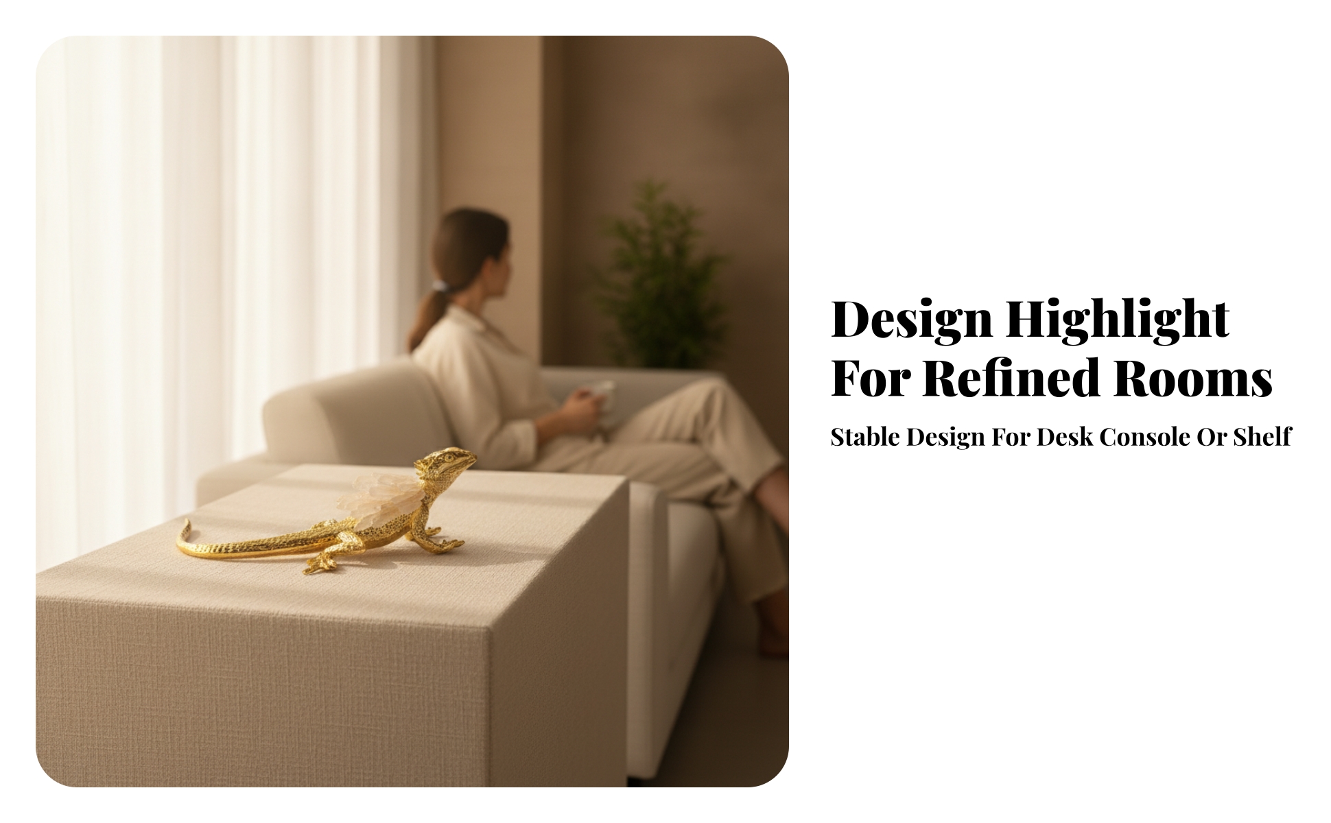 Lizard Figurine Gold-Toned Lizard Statue Metallic for Living Room, Office
