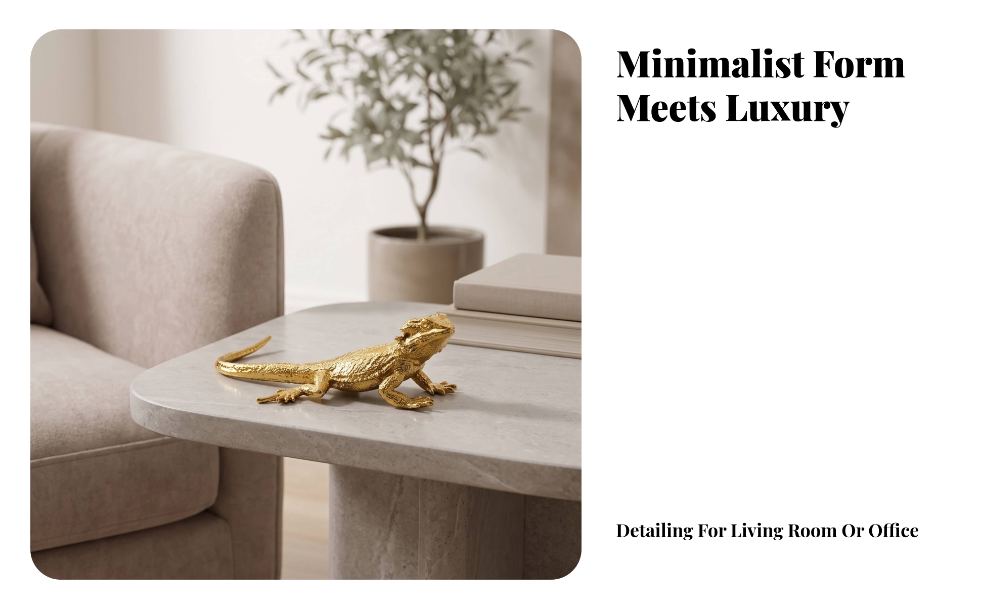 Lizard Figurine Gold-Toned Lizard Statue Metallic for Living Room, Office