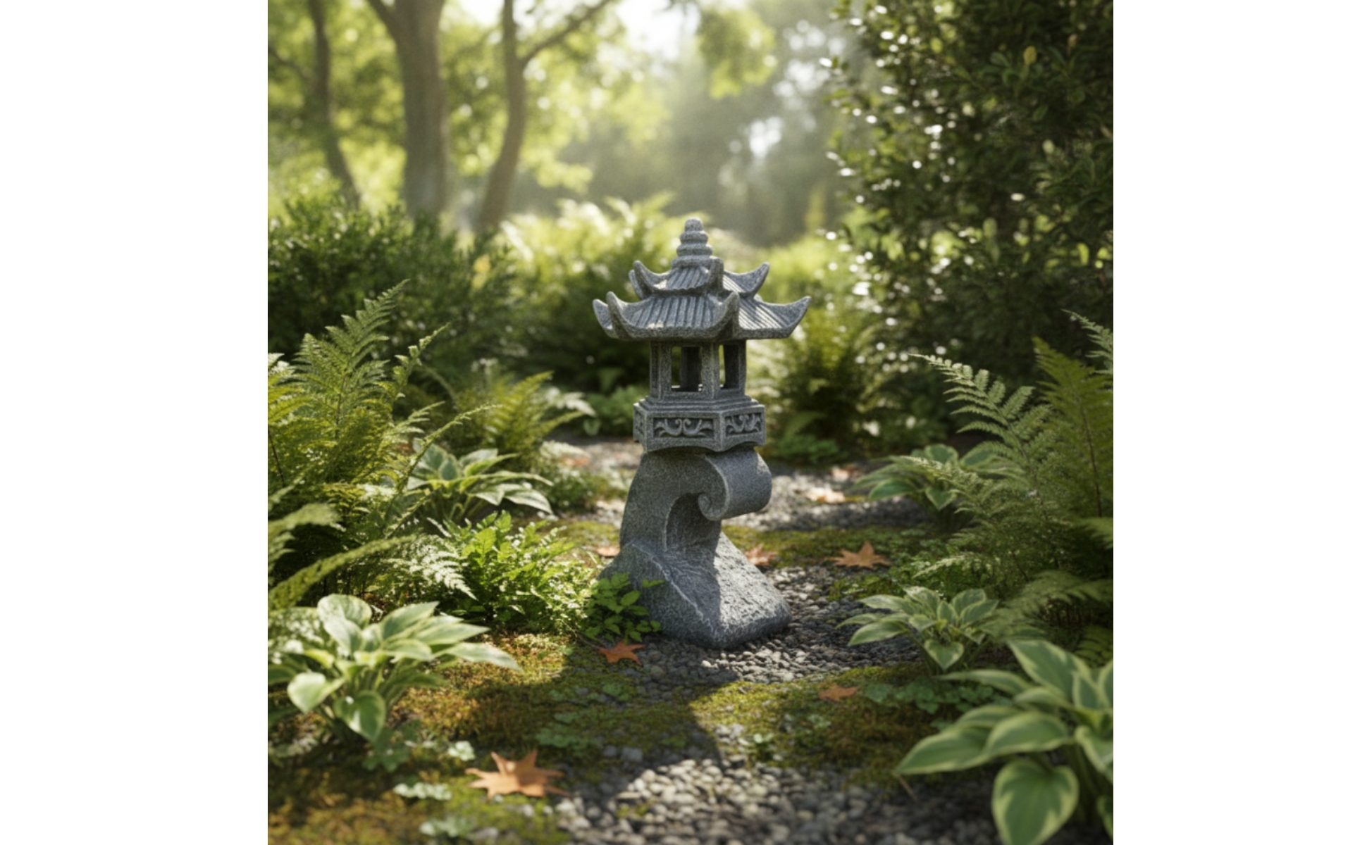 Pagode mit Solarlicht Solarbetrieben Steinlaterne in Steinoptik für Garten, Hof