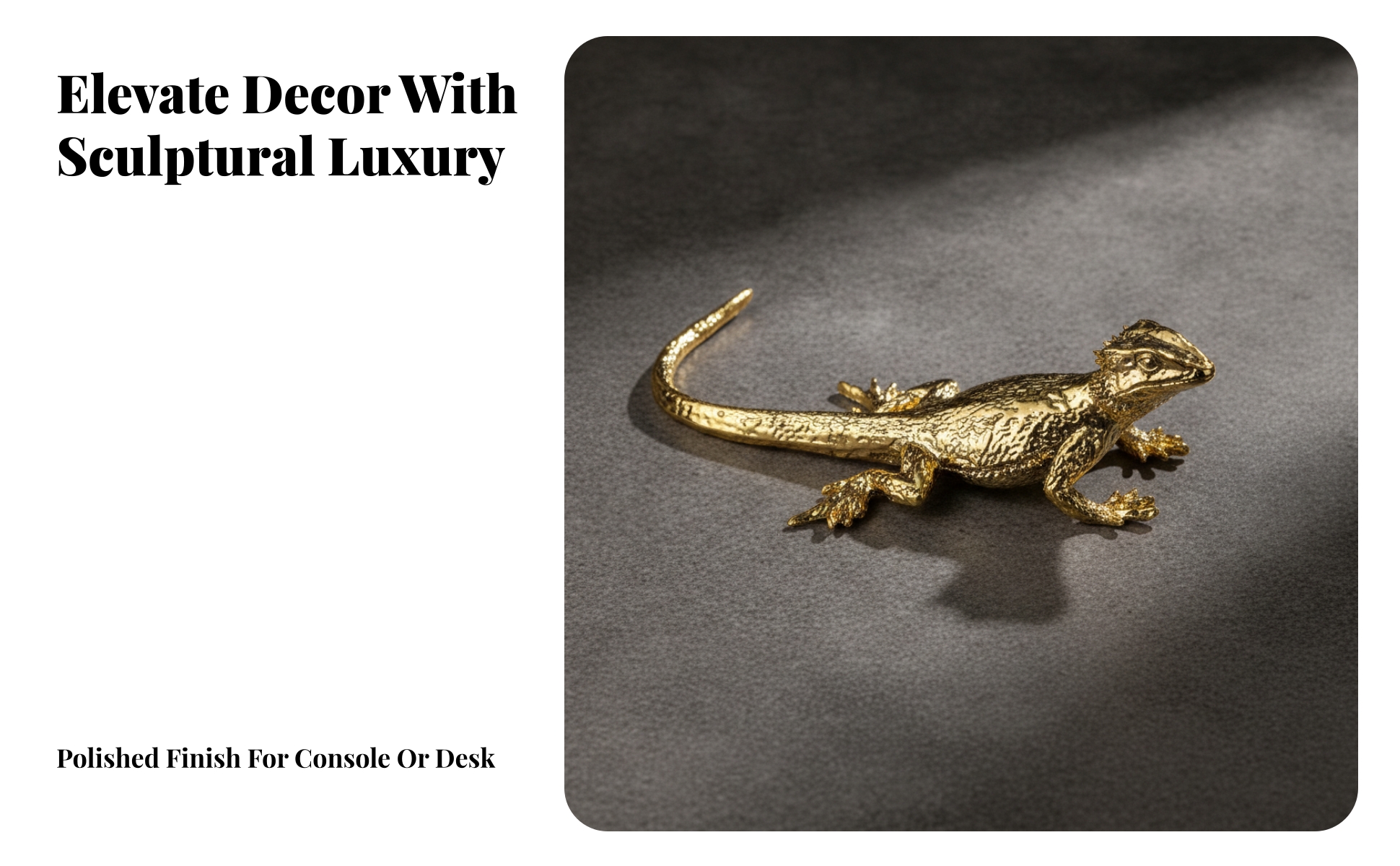 Lizard Figurine Gold-Toned Lizard Statue Metallic for Living Room, Office