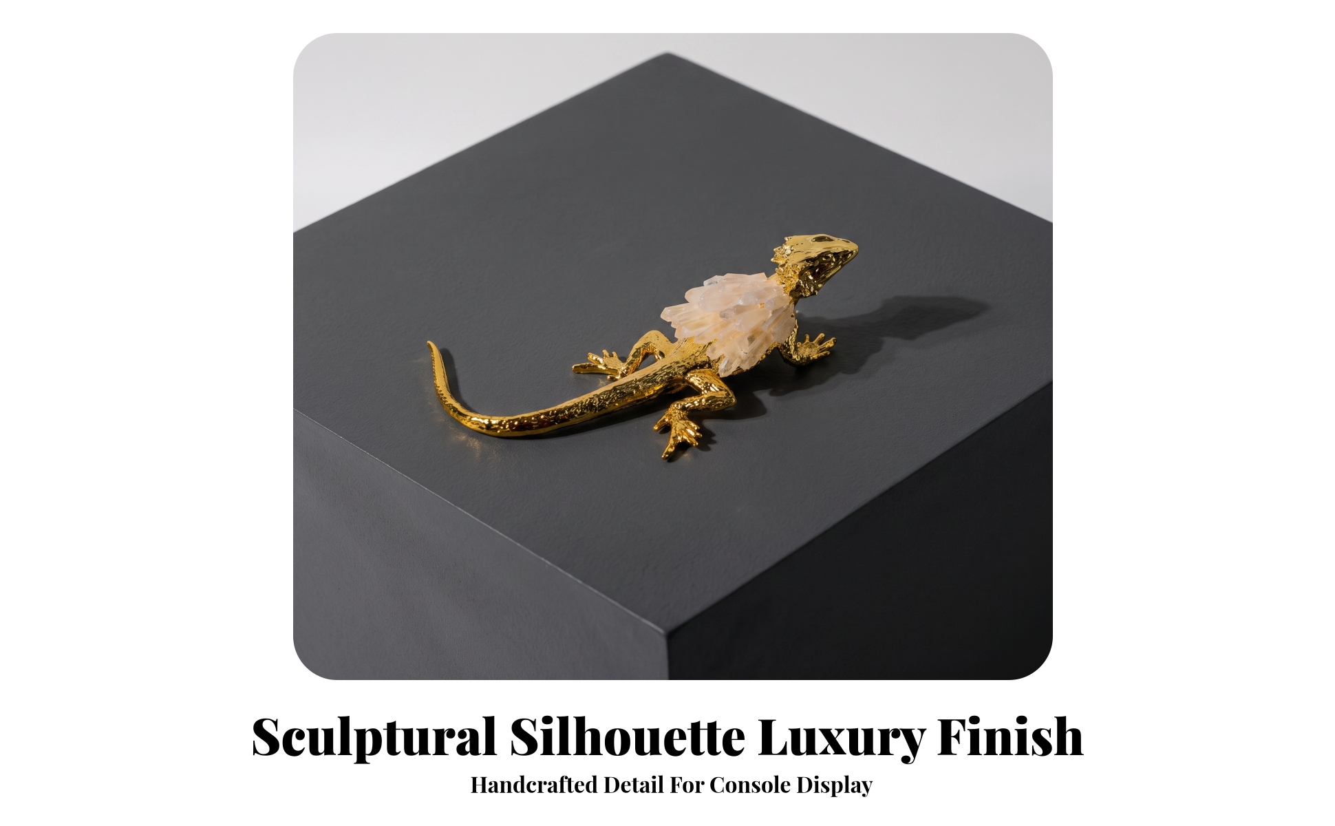 Lizard Figurine Gold-Toned Lizard Statue Metallic for Living Room, Office