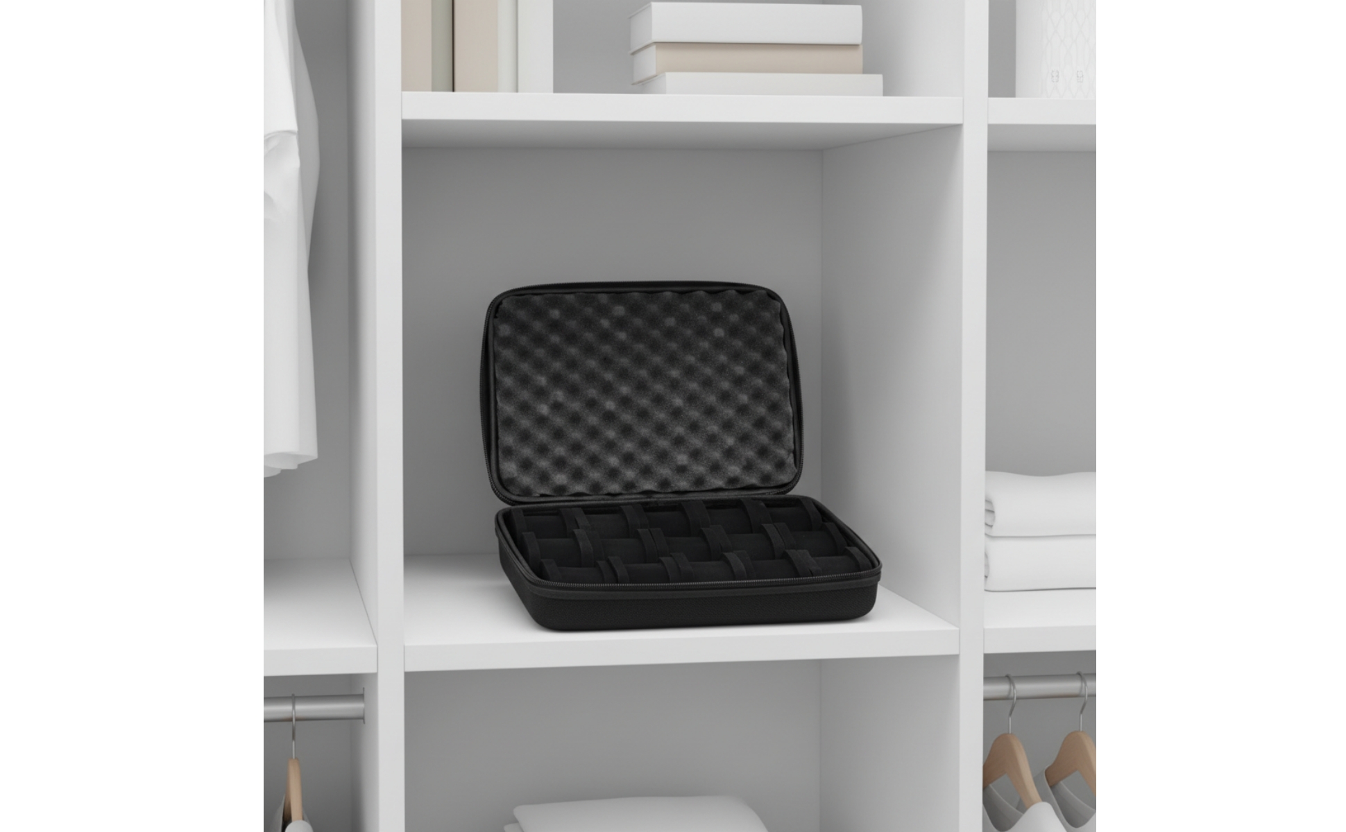 15-Slot Watch Organizer Rigid Container Watch Storage Container Zippered