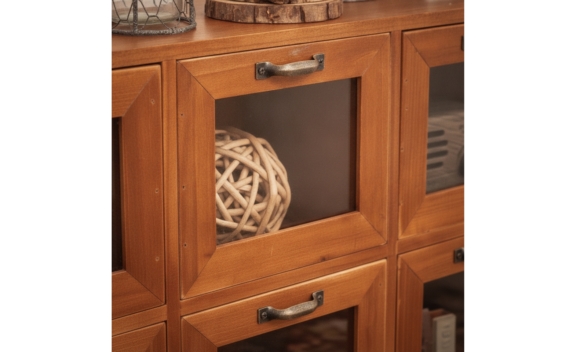 Desktop Organizer with Drawers Wooden Cabinet with Drawers Retro for Craft Room