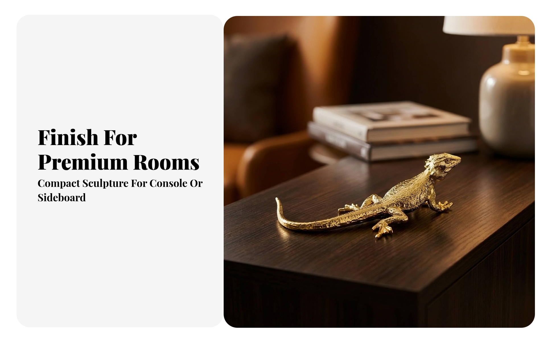 Lizard Figurine Gold-Toned Lizard Statue Metallic for Living Room, Office
