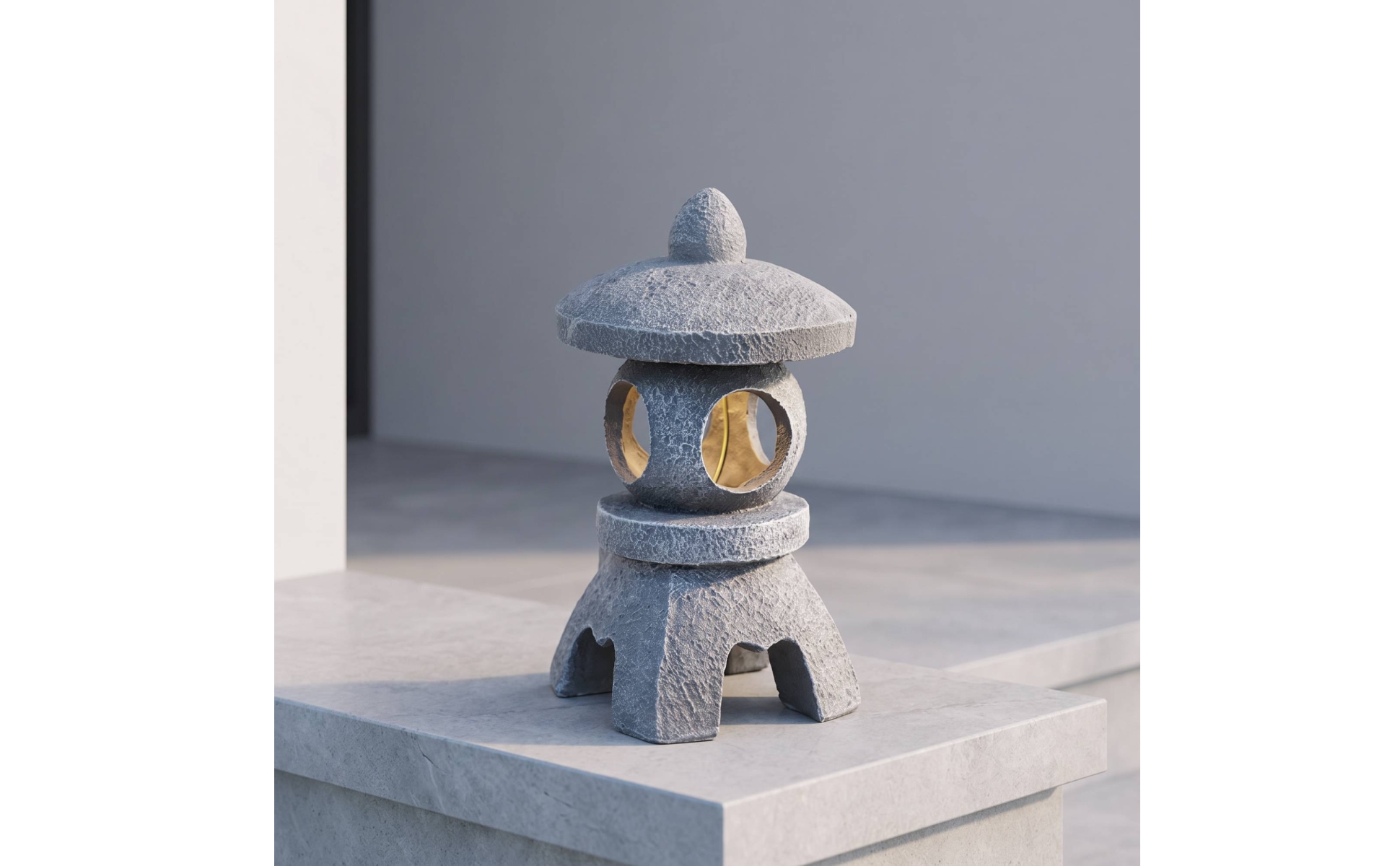 Pagode mit Solarlicht Solarbetrieben Steinlaterne in Steinoptik für Garten, Hof
