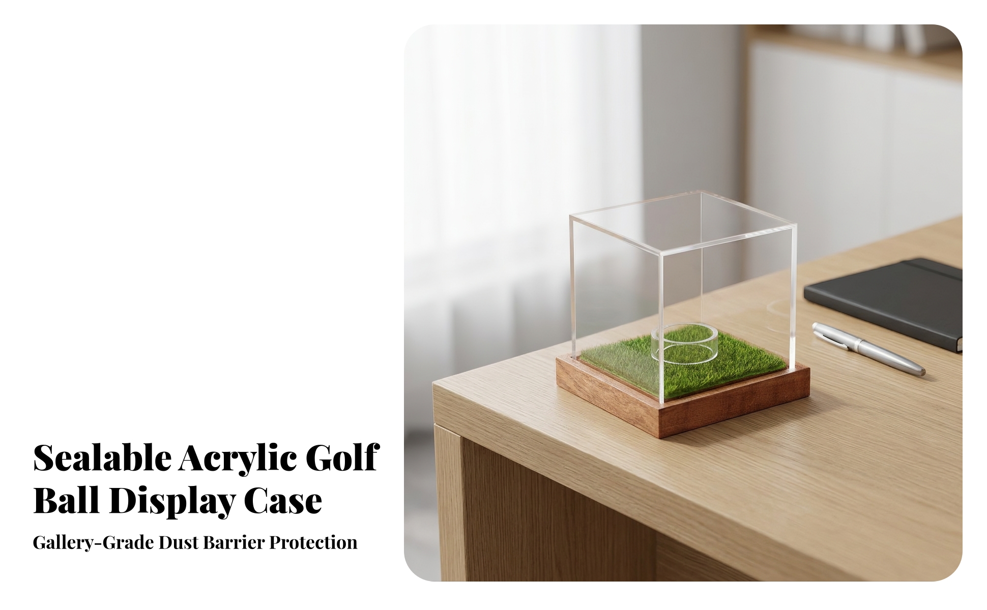 Golf Ball Display Case High-Clarity for Trophy Shelf, Office Desk, Collectors