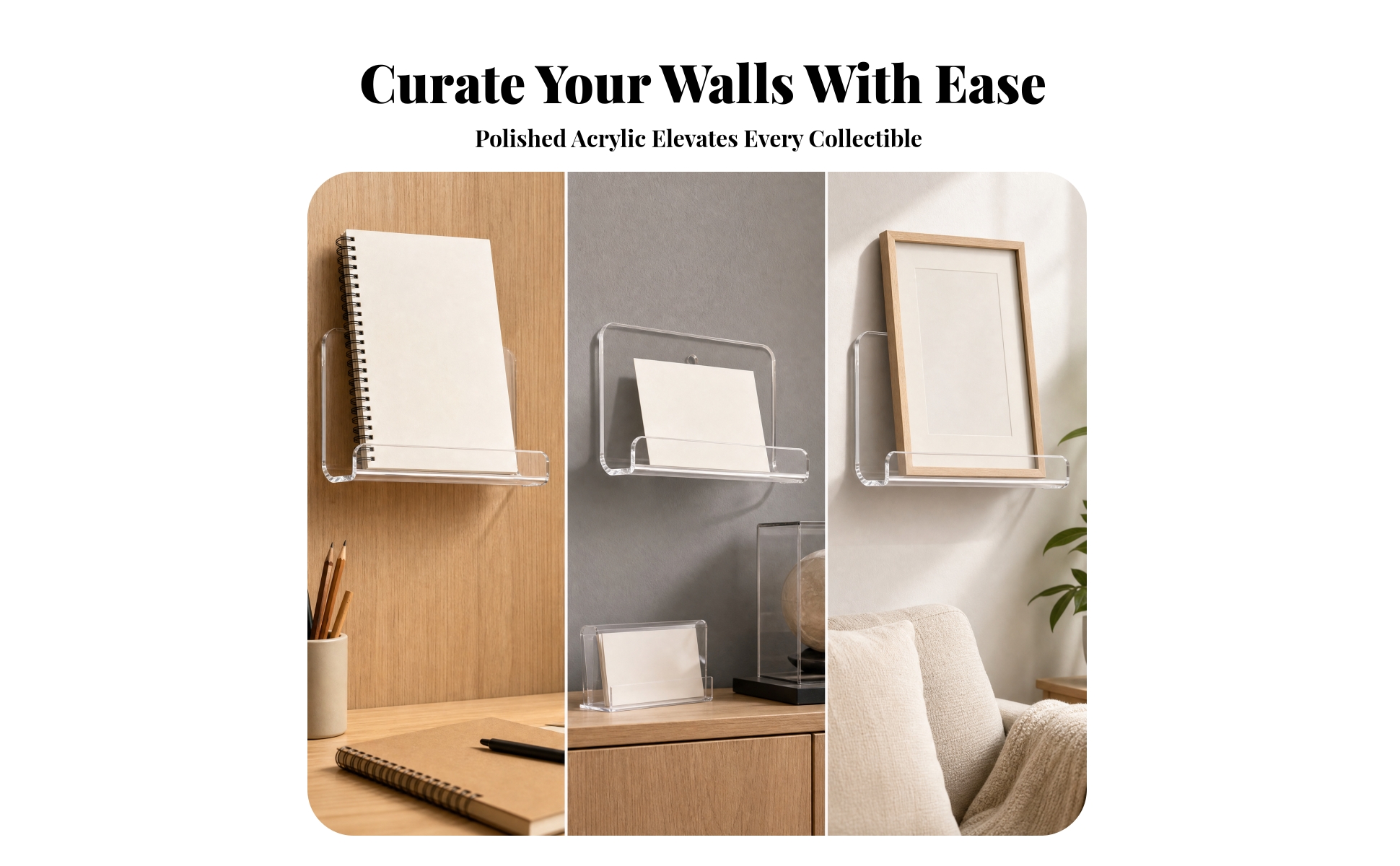 12 Pieces Wall-Mounted Comic Book Shelf Easy Installation for Office, Collectors