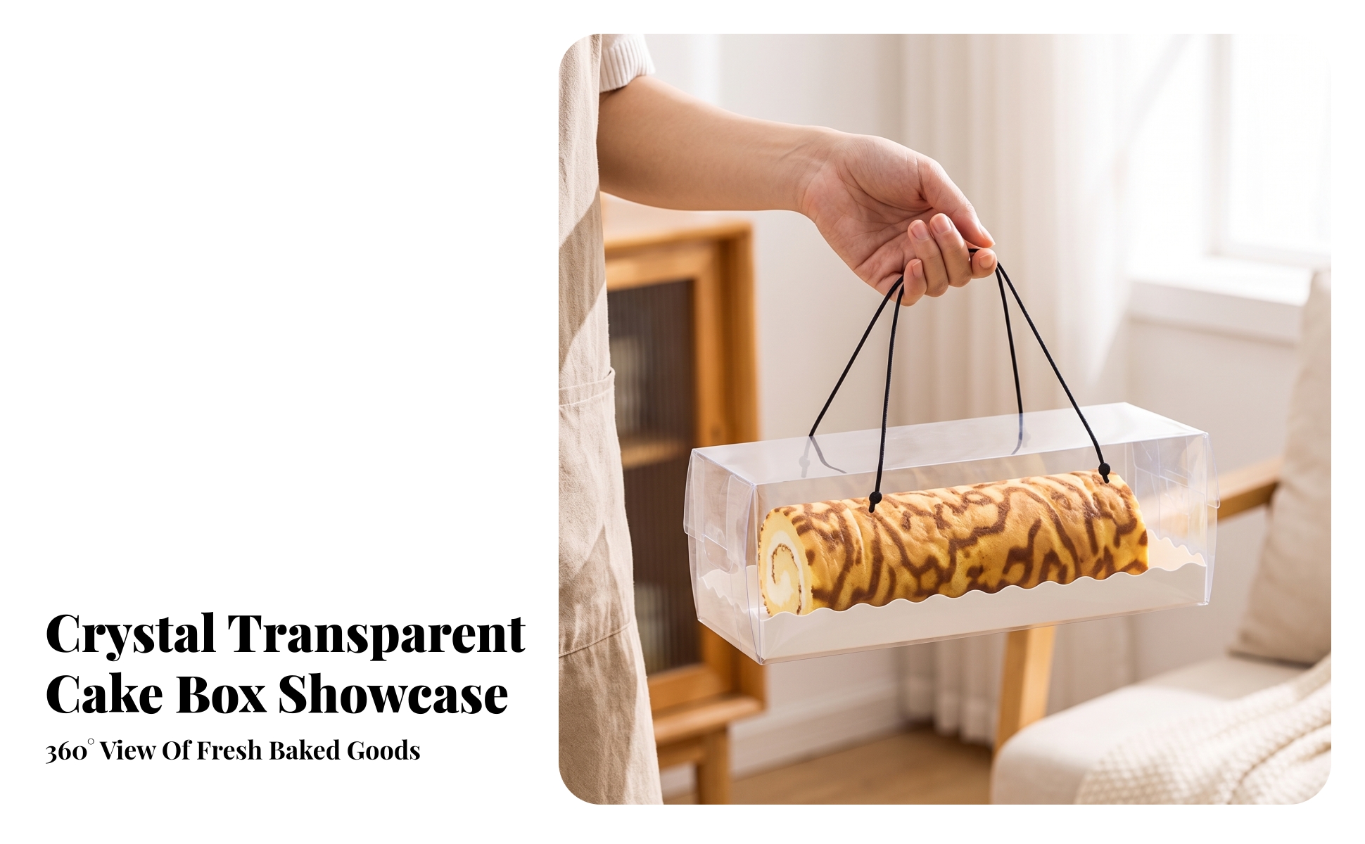 10 Pieces Cake Pastry Box Easy-Carry Roll Cake Boxes Rectangular for Gifting