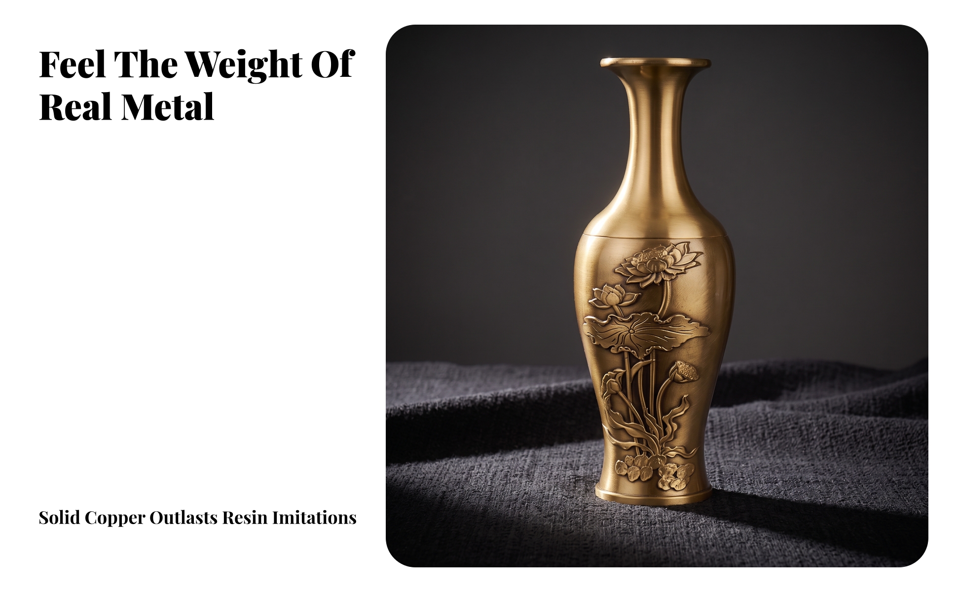 Vase with Lotus Relief Sophisticated Decorative Metal Vase Tall for Living Room