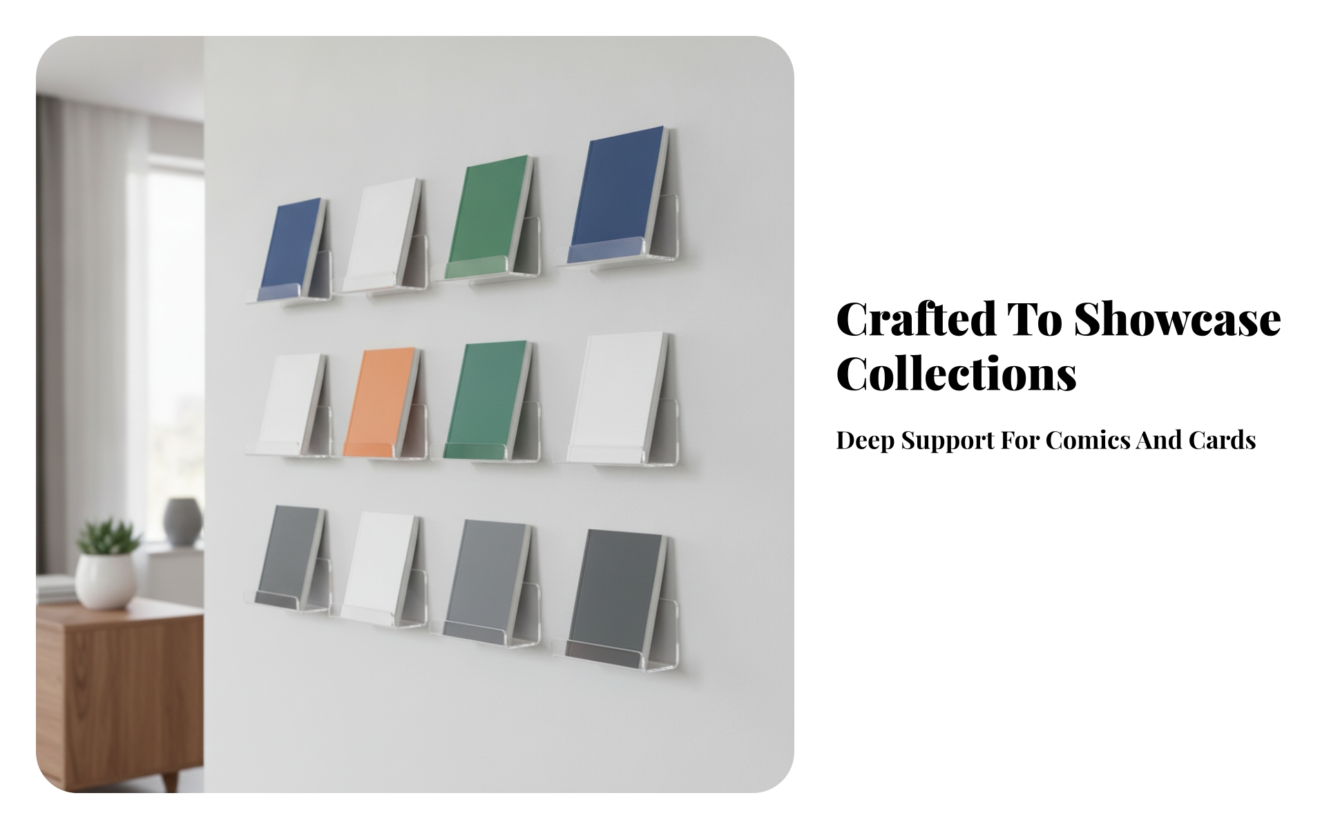 12 Pieces Wall-Mounted Comic Book Shelf Easy Installation for Office, Collectors