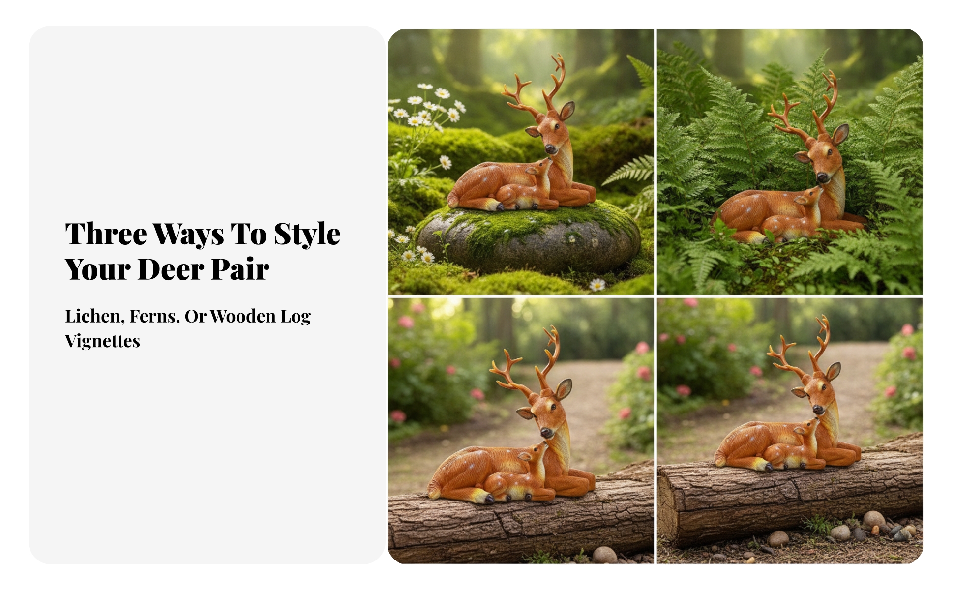 Deer and Fawn Figurine Wilderness Deer Figurine Resin for Patio, Nature Lovers