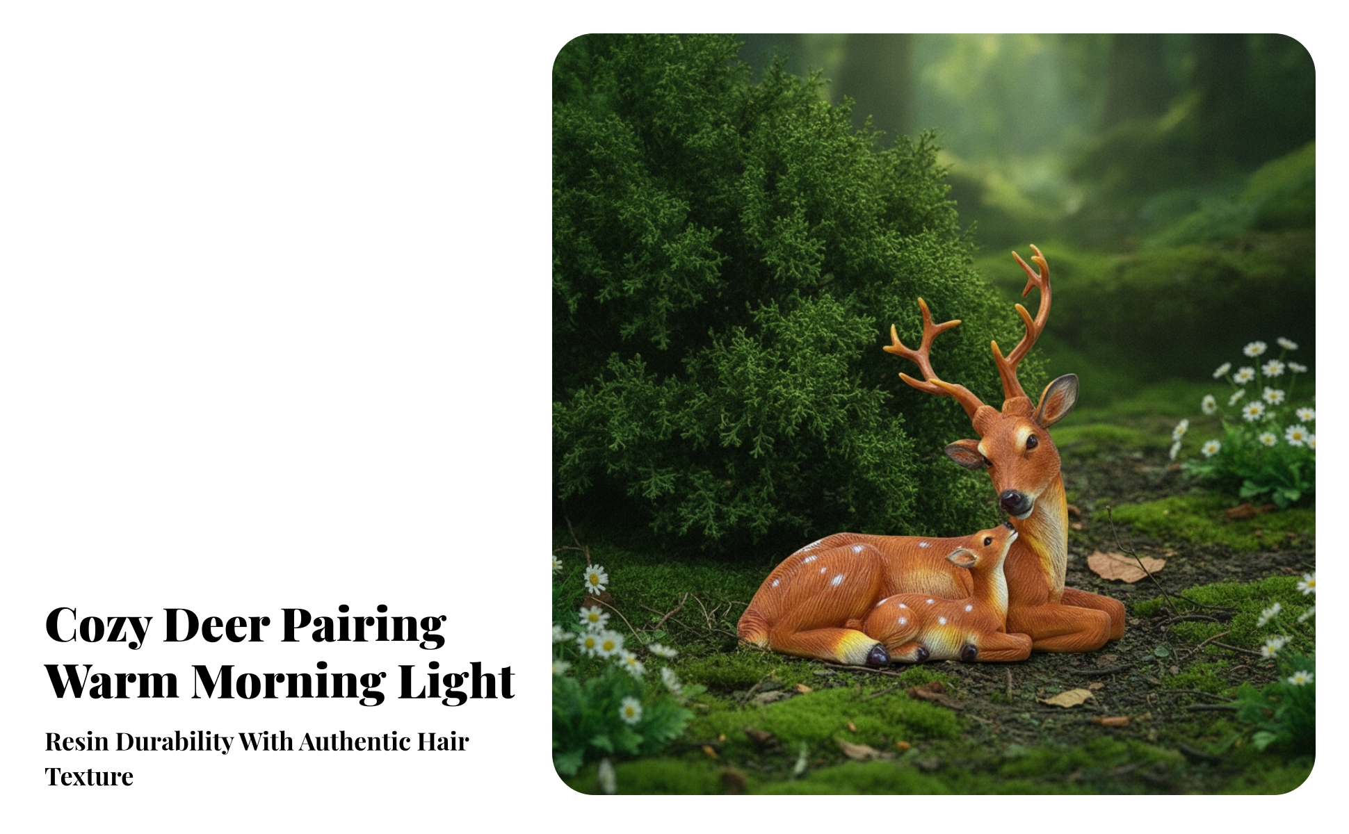 Deer and Fawn Figurine Wilderness Deer Figurine Resin for Patio, Nature Lovers