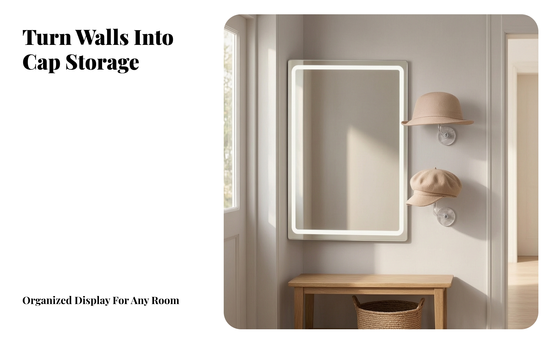 Wall Display Transparent-wallMounted Cap Holder for Entryway, Bedroom