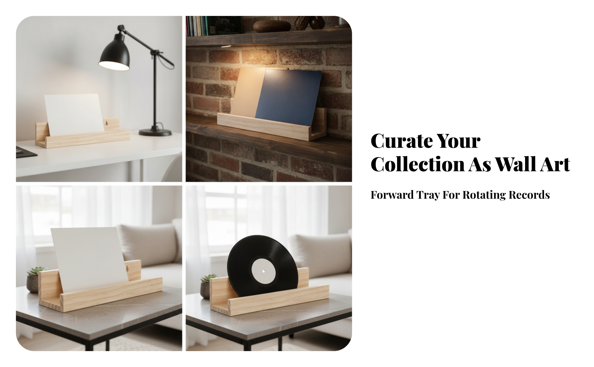 Vinyl Album Stand Solid Wood LP Album Stand Wooden for Turntable Station