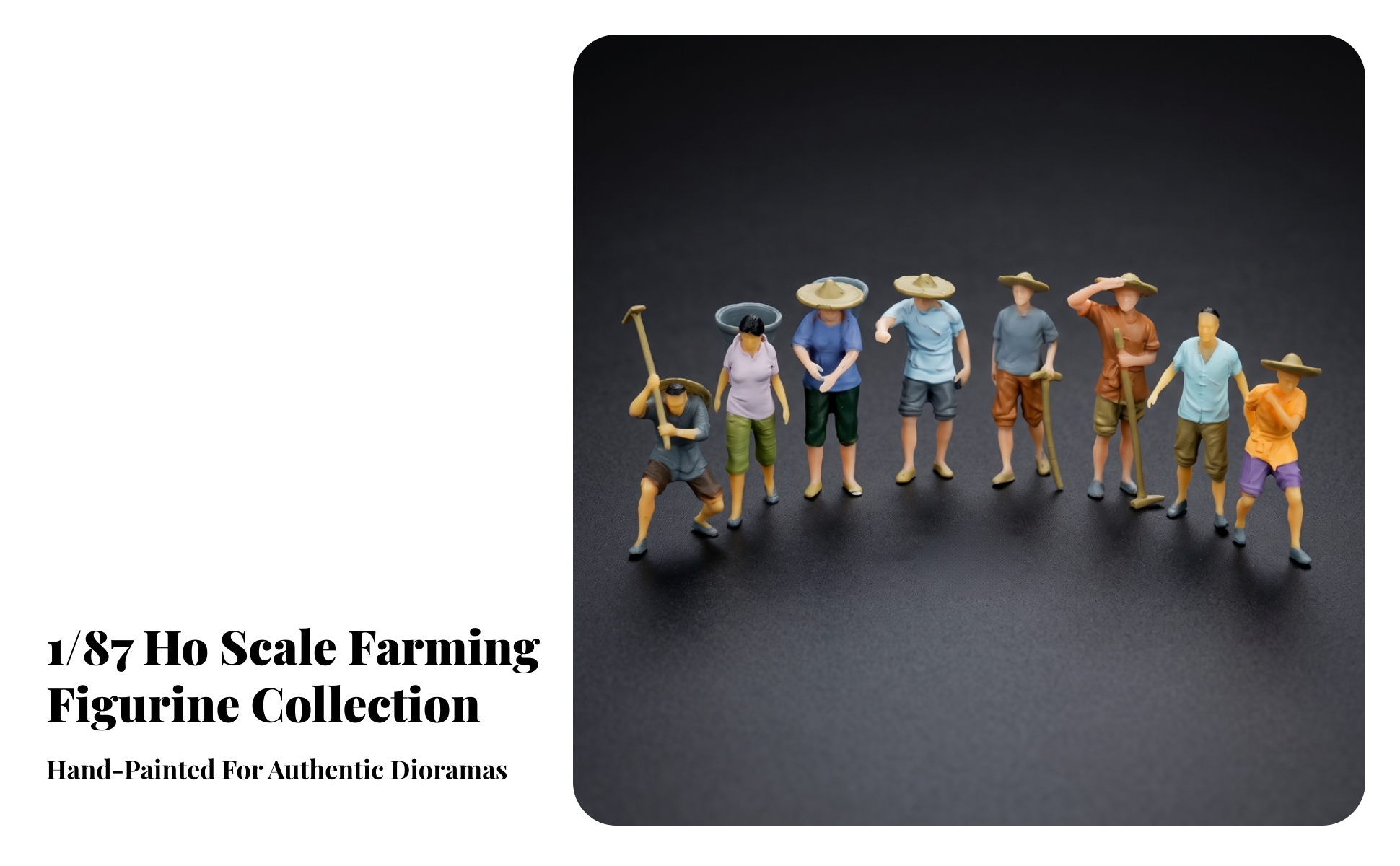 8 Pieces Agricultural Worker Figurine 1:87 Scale for Farm Scenes, Hobby Builders